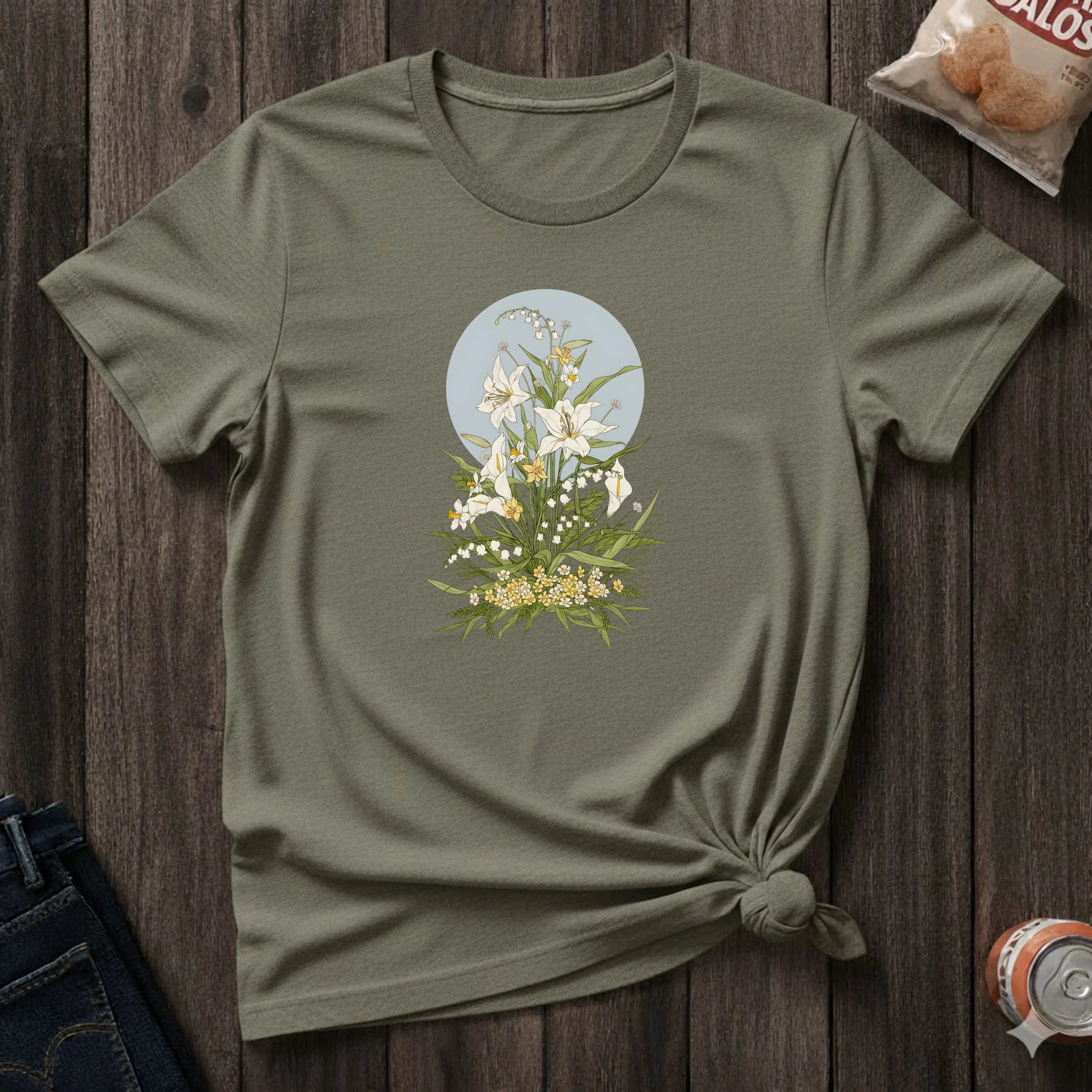 Floral Lily Bouquet T-Shirt — Vintage Botanical Graphic Tee