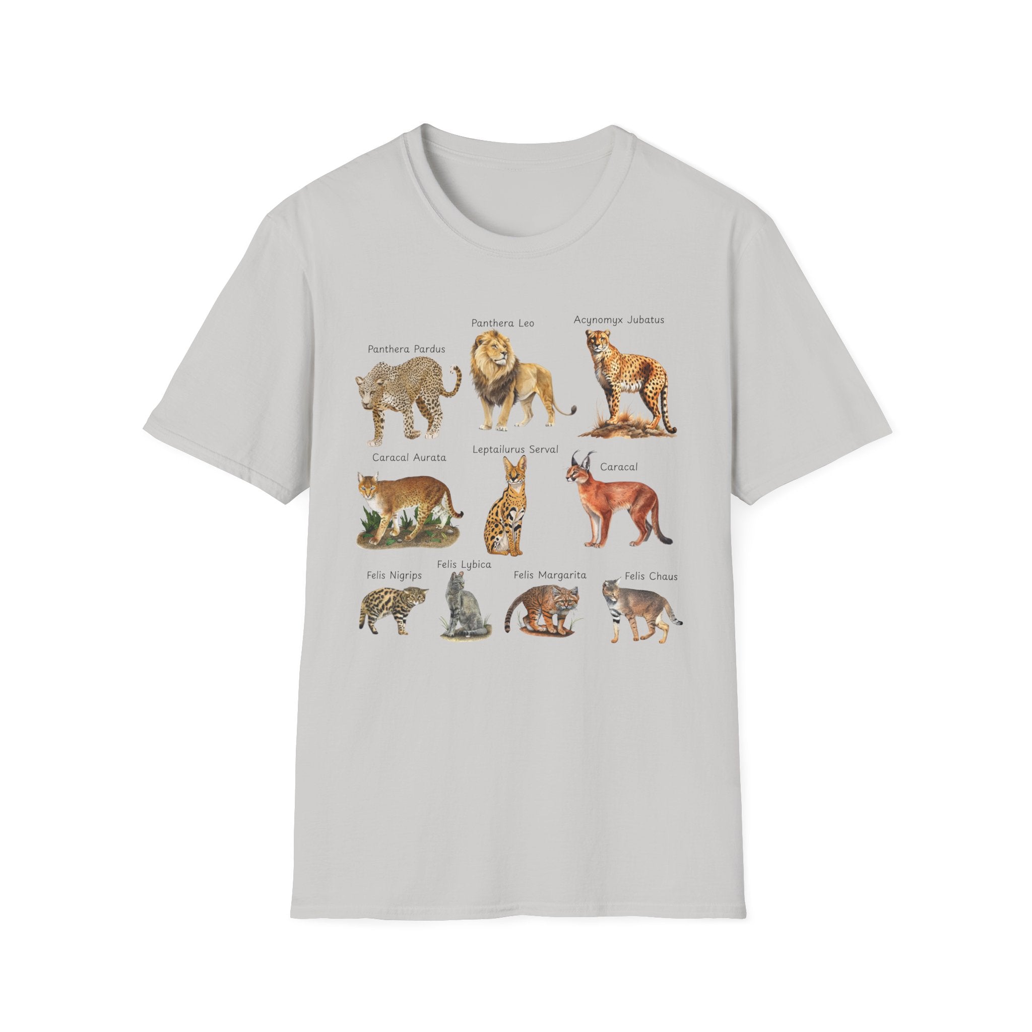 Big Cats Chart T-Shirt — Vintage Illustrated Wild Cat Identification Tee