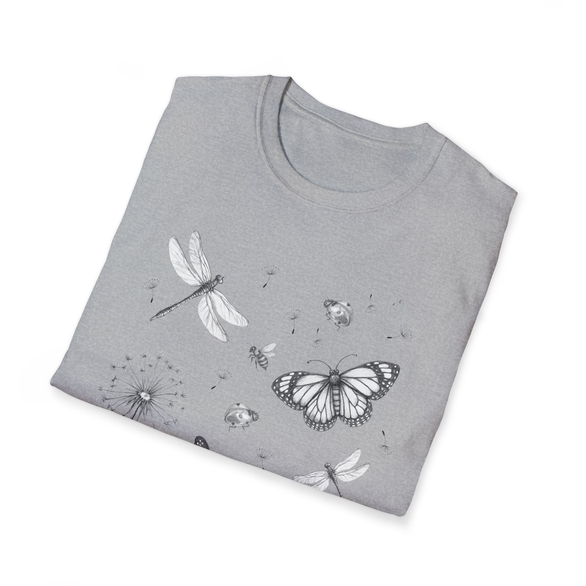 Butterfly & Dandelion Tee — Delicate Botanical Nature T-Shirt