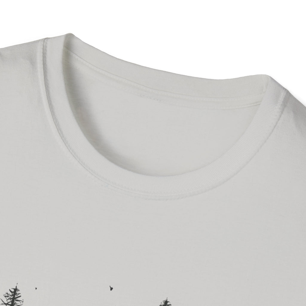 Pine Grove Minimalist Tee — Hand-Drawn Forest Trees T-Shirt