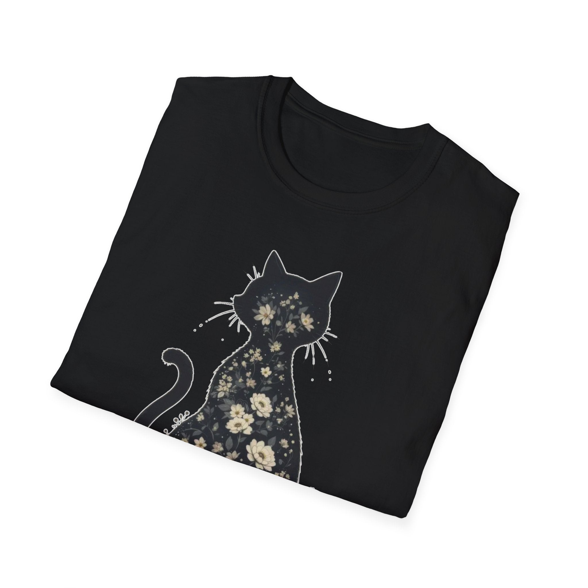 Floral Silhouette Cat T-Shirt