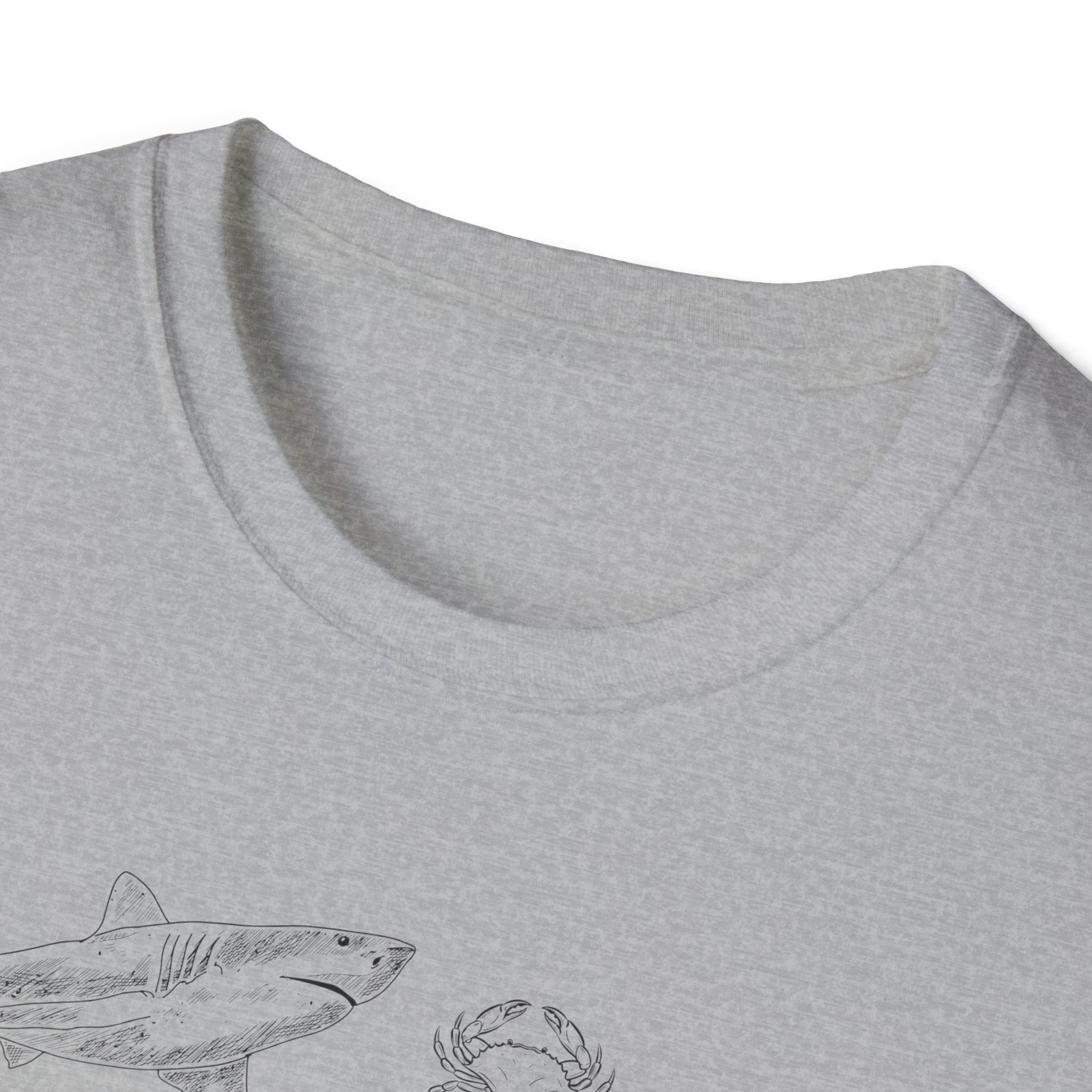Marine Life Sketch T-Shirt — Minimal Ocean Creatures Illustration