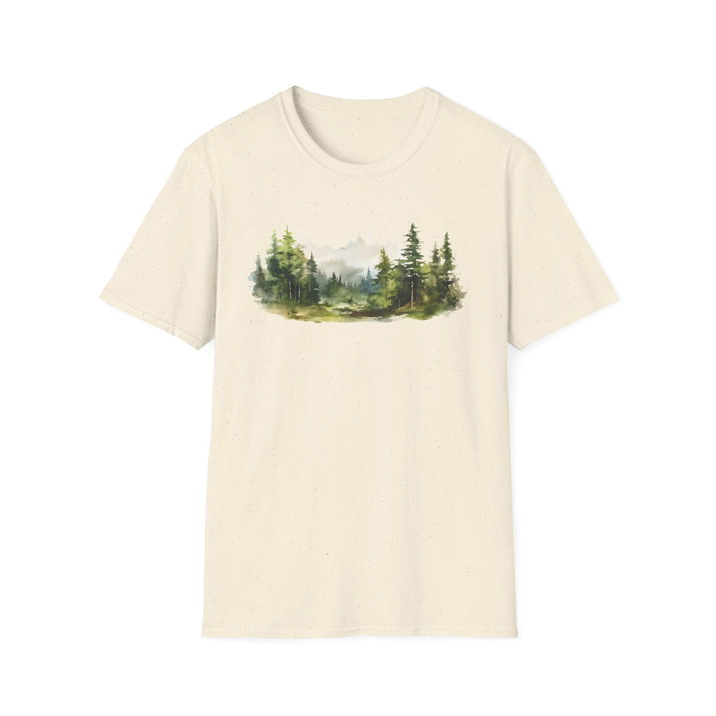 Nature Watercolor Forest T-Shirt — Mountain Pines Scenic Tee