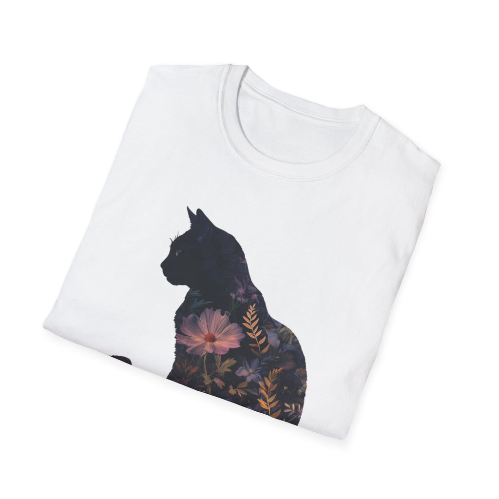 Floral Cat Silhouette T-Shirt