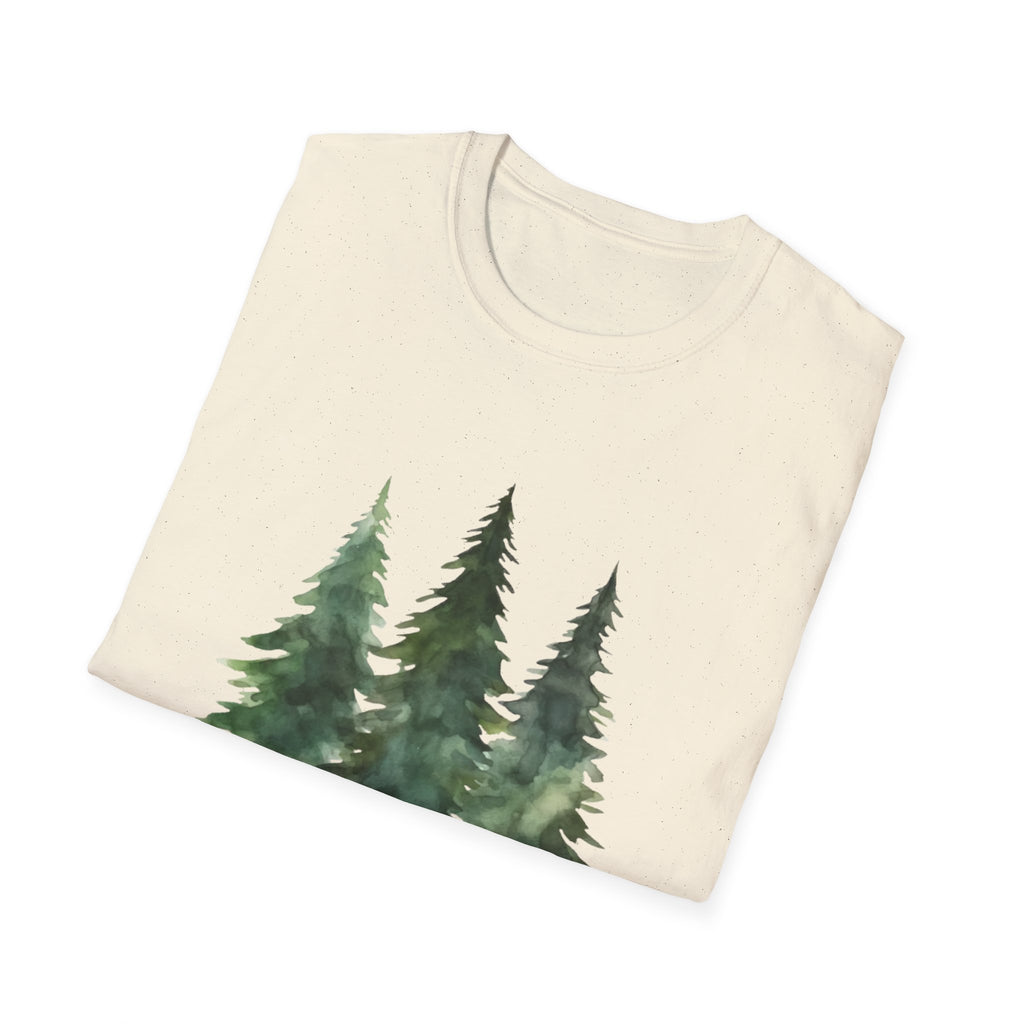 Pine Forest Tee — Watercolor Evergreen Tree T-Shirt