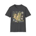 Folk Art Cat T-Shirt — Whimsical Floral Kitty Tee
