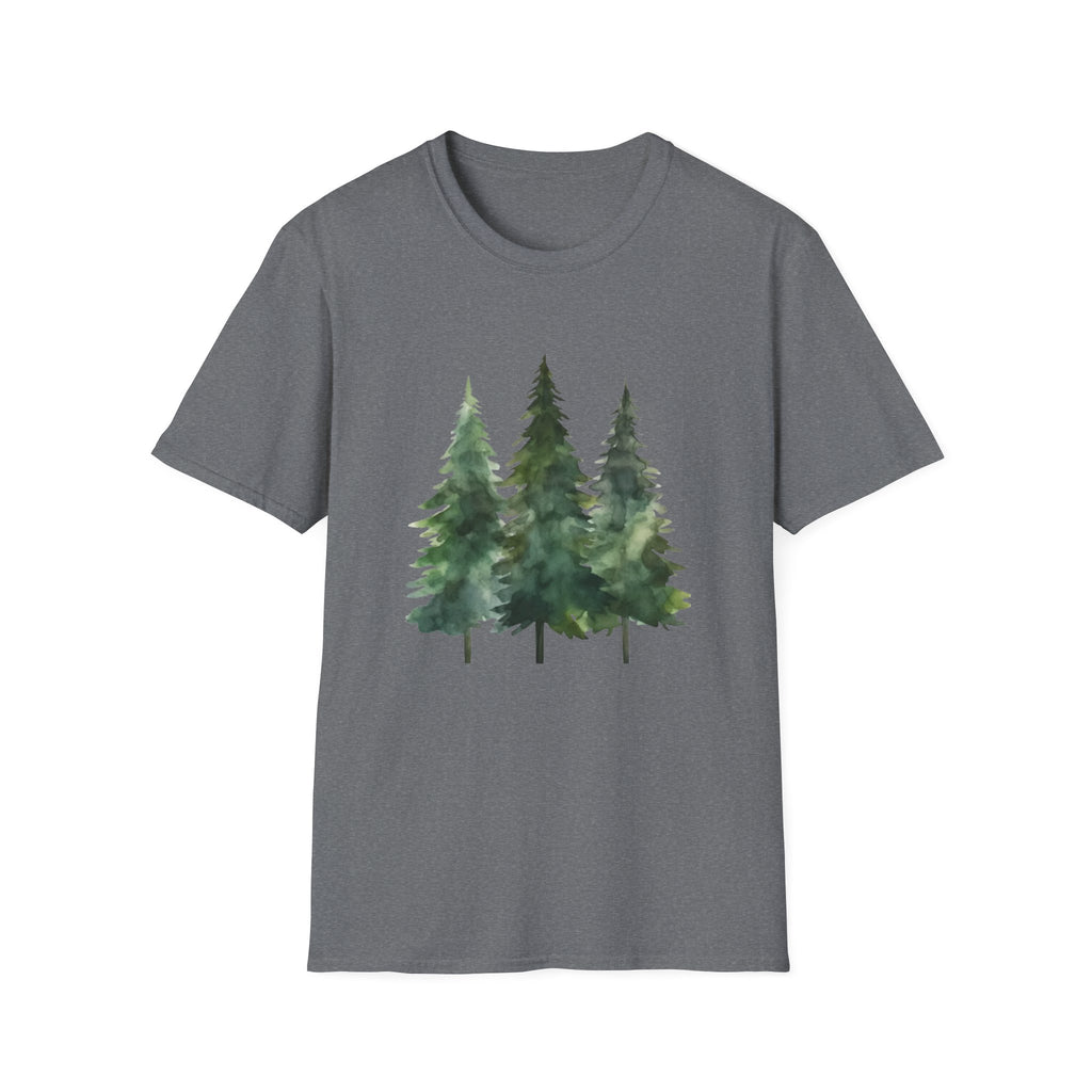Pine Forest Tee — Watercolor Evergreen Tree T-Shirt