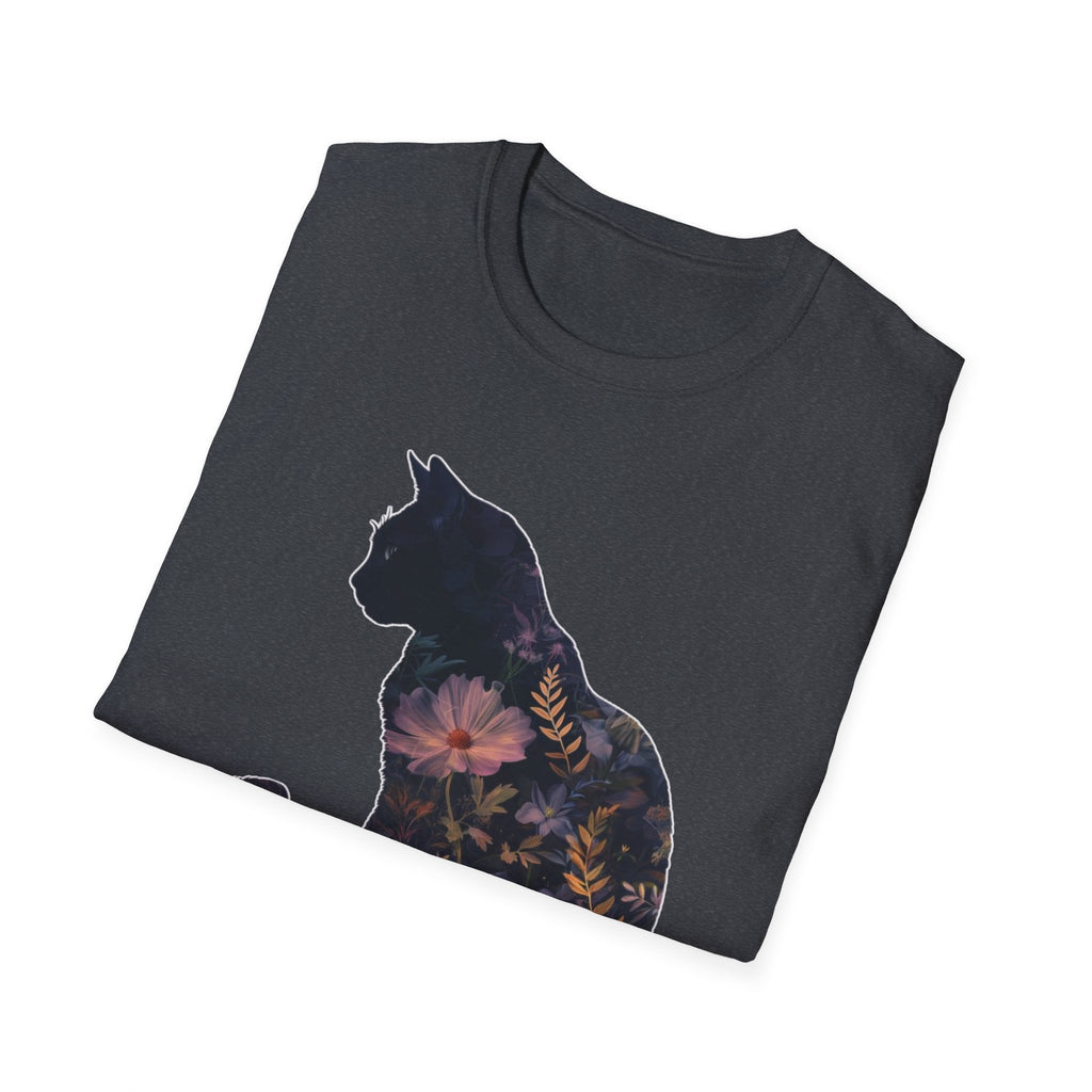 Floral Cat Silhouette T-Shirt