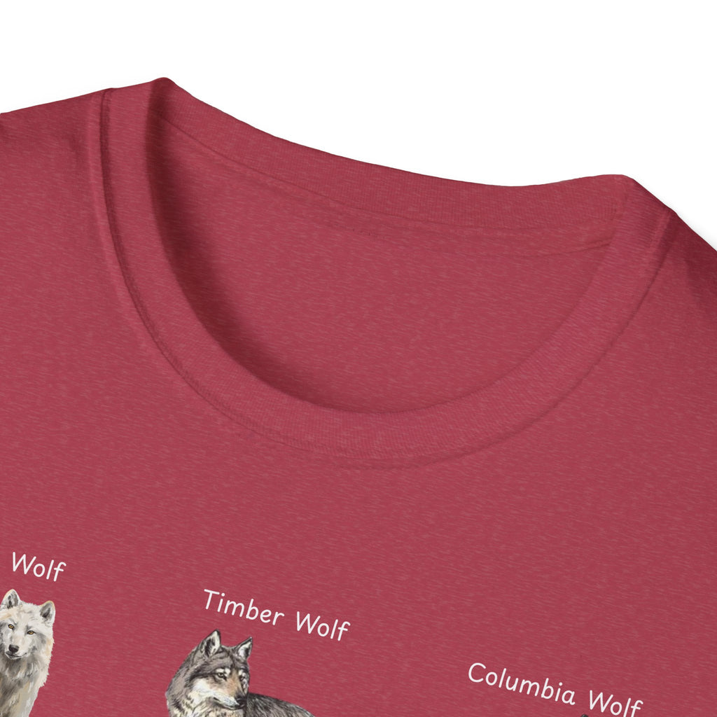 Wolf Species Chart T-Shirt — Illustrated Wolves Guide Tee