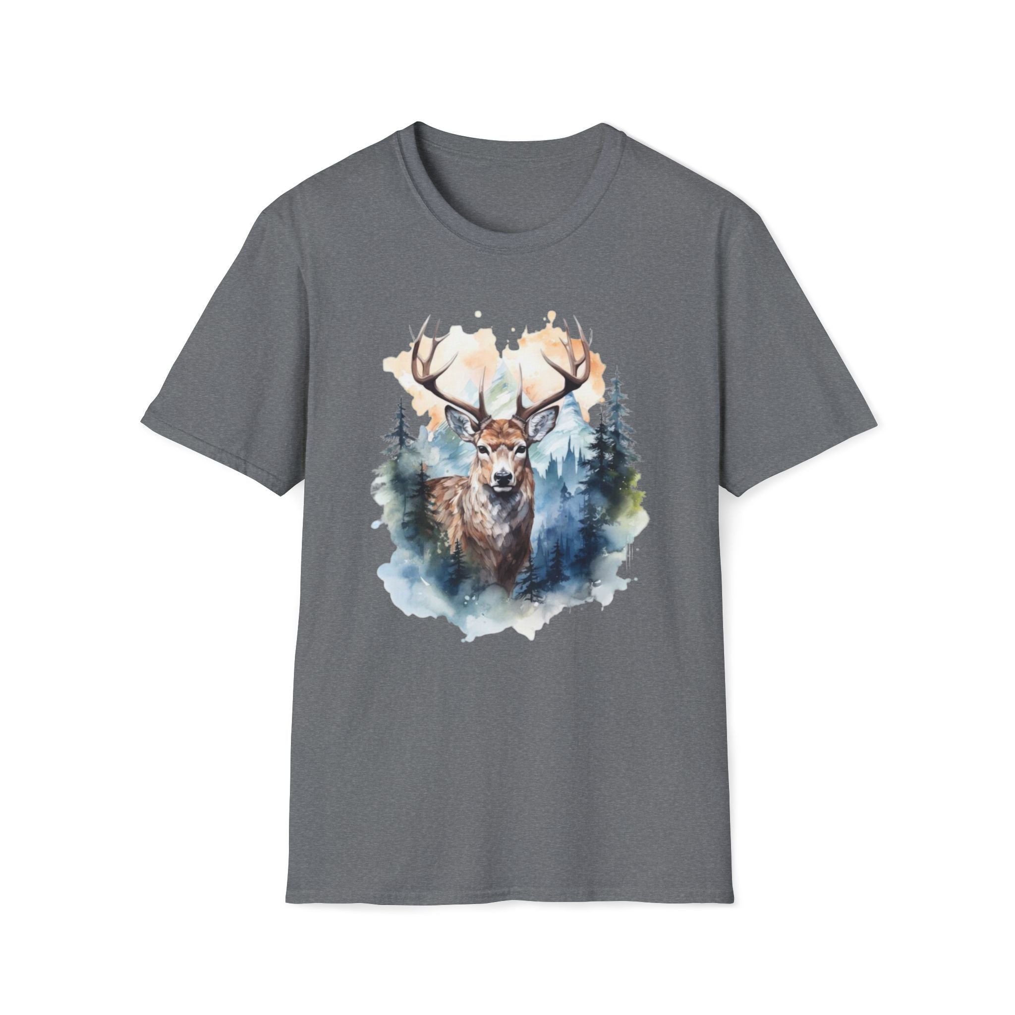 Deer Forest Watercolor T-Shirt — Majestic Stag Woodland Graphic Tee