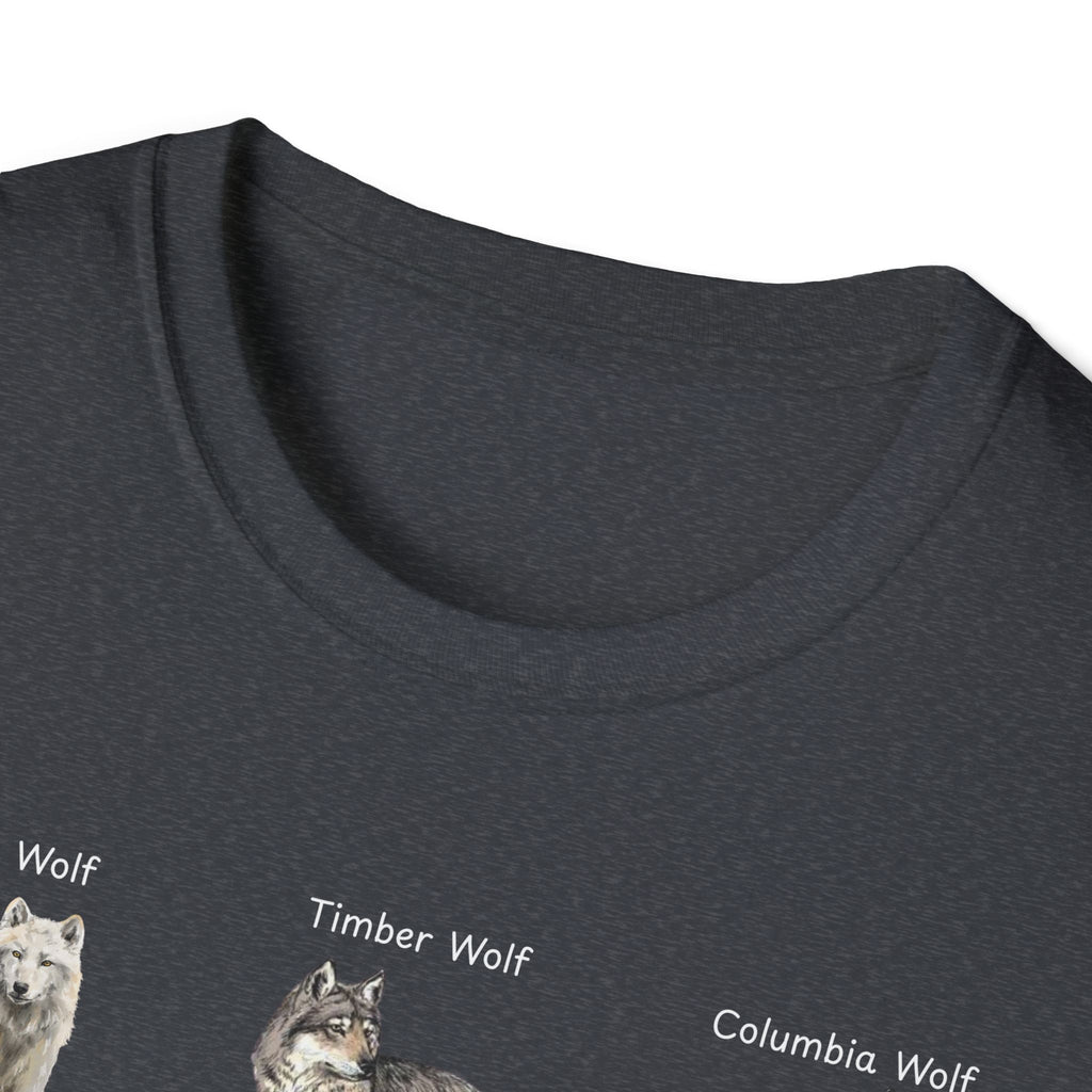 Wolf Species Chart T-Shirt — Illustrated Wolves Guide Tee
