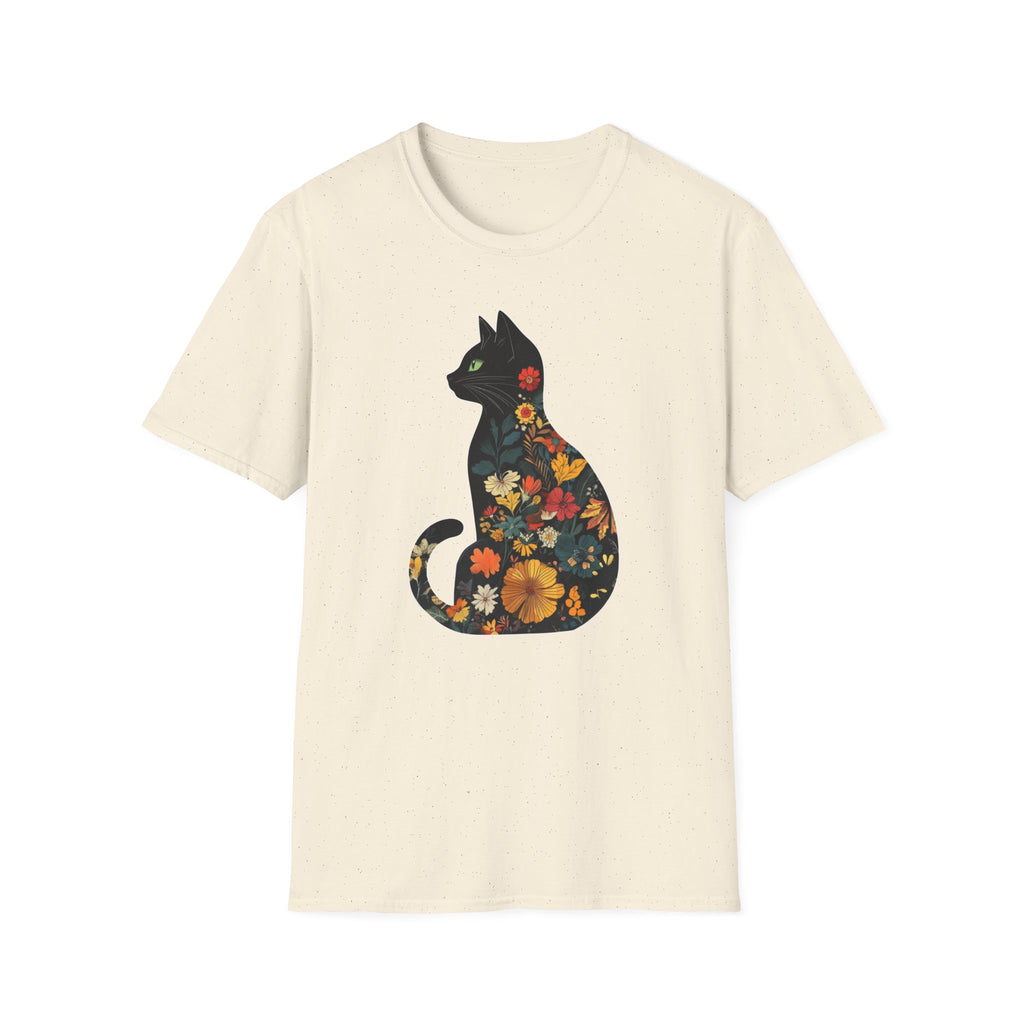 Floral Cat Silhouette T-Shirt