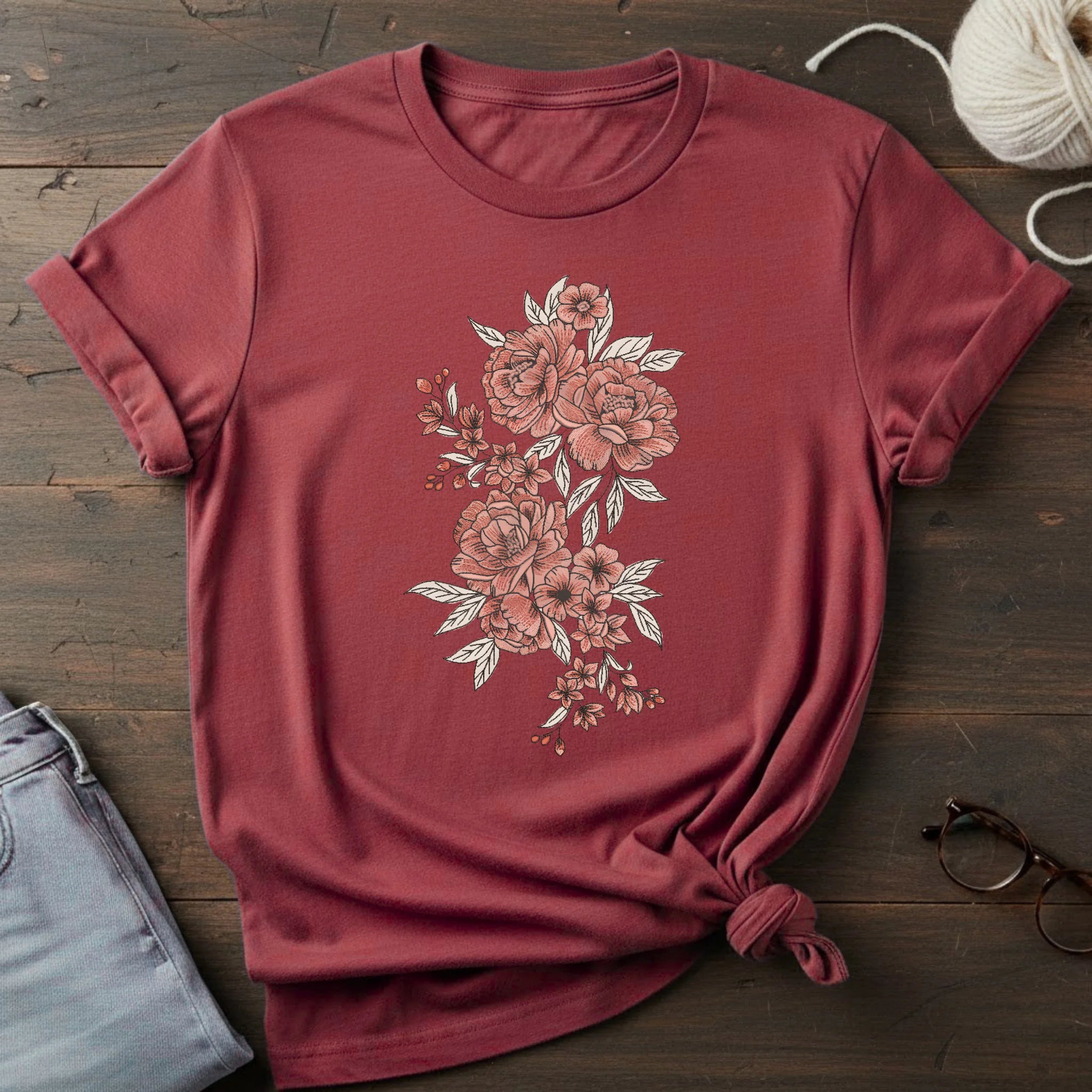 Floral Rose Bouquet T-Shirt — Vintage Botanical Graphic Tee