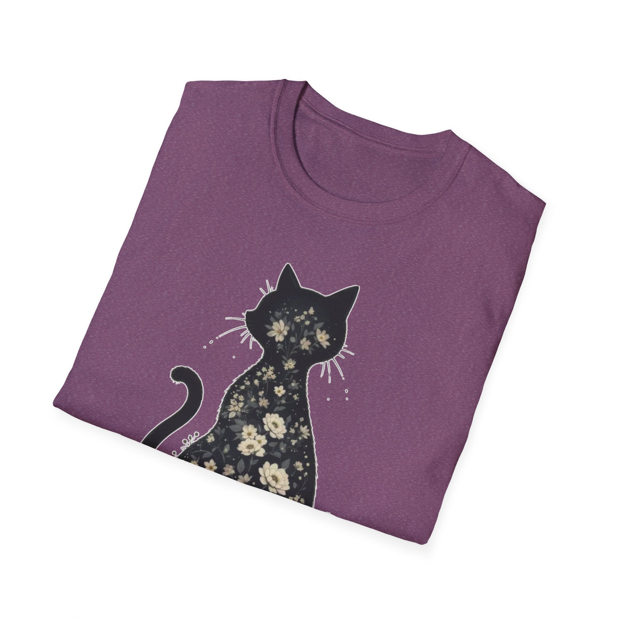 Floral Silhouette Cat T-Shirt