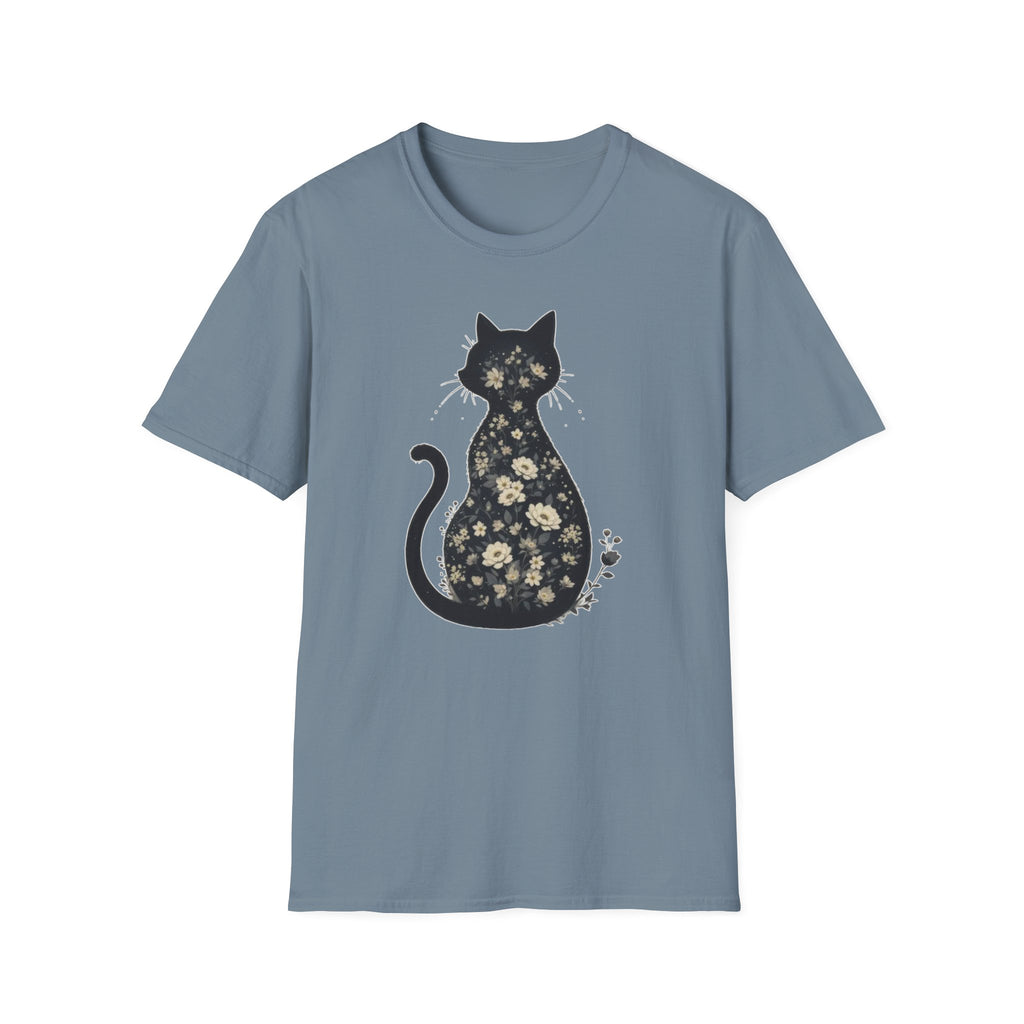 Floral Silhouette Cat T-Shirt