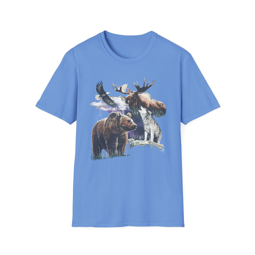 Wildlife Watercolor T-Shirt — Moose, Bear & Eagle Nature Tee