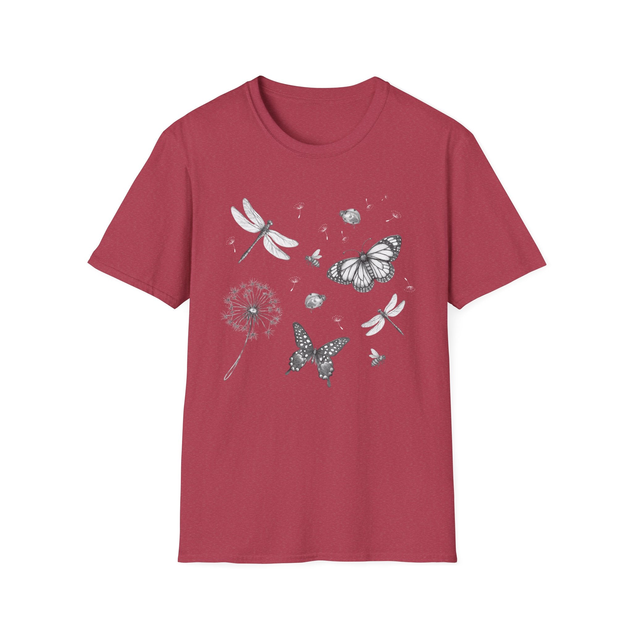 Butterfly & Dandelion Tee — Delicate Botanical Nature T-Shirt