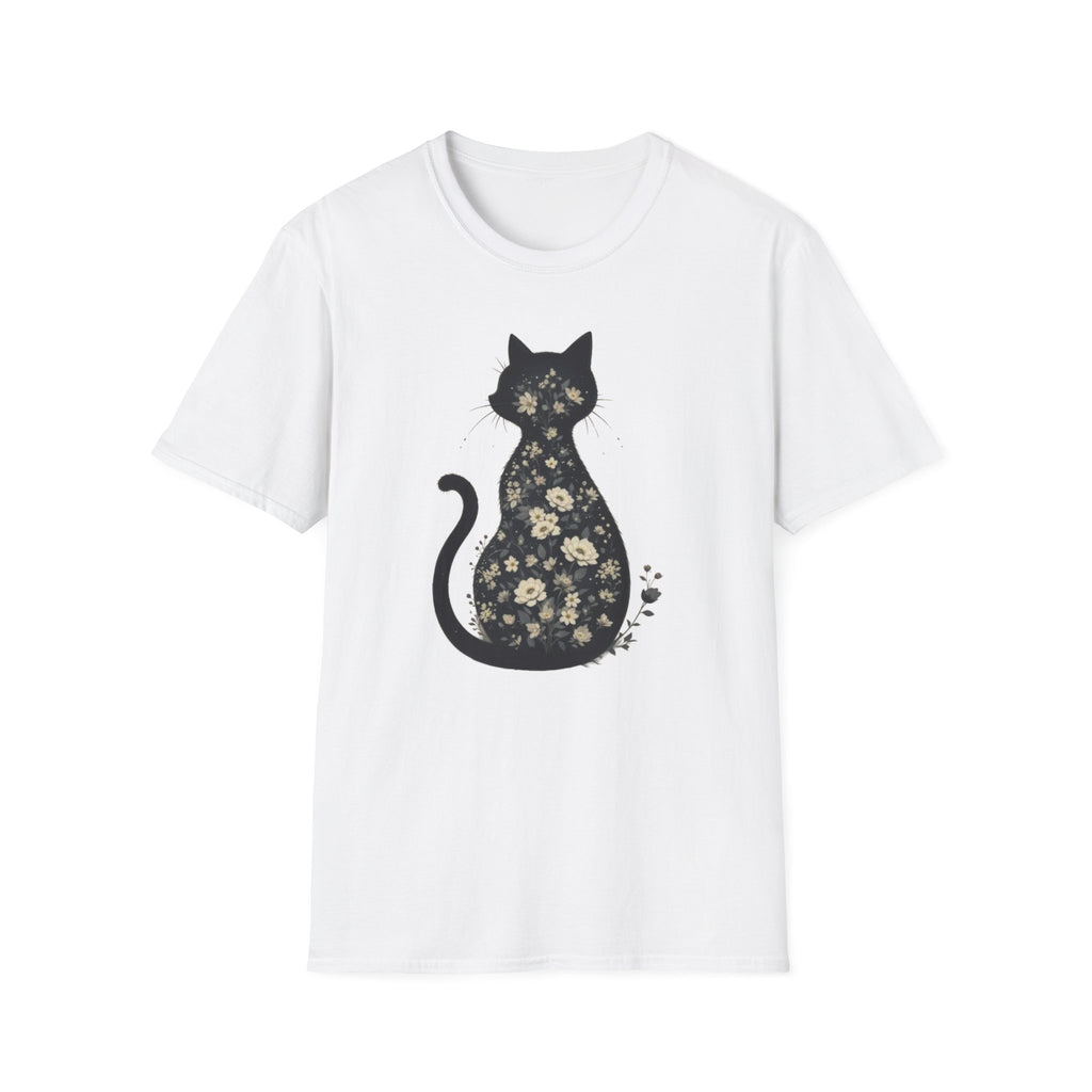 Floral Silhouette Cat T-Shirt