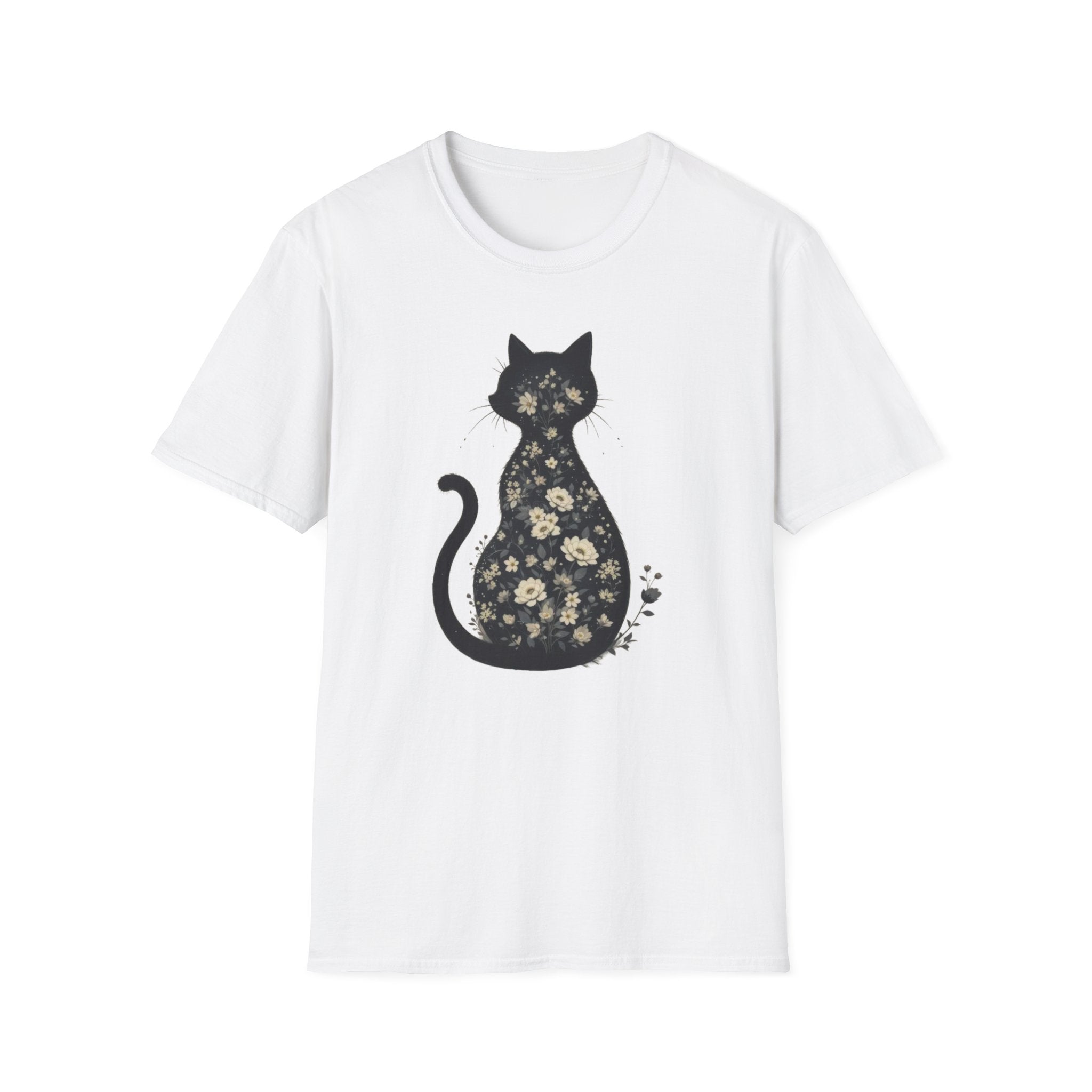 Floral Silhouette Cat T-Shirt