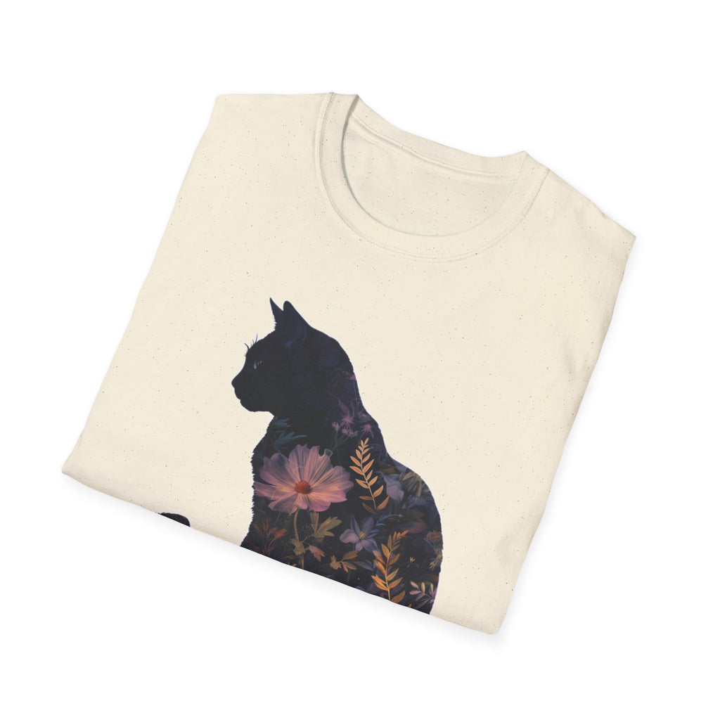 Floral Cat Silhouette T-Shirt