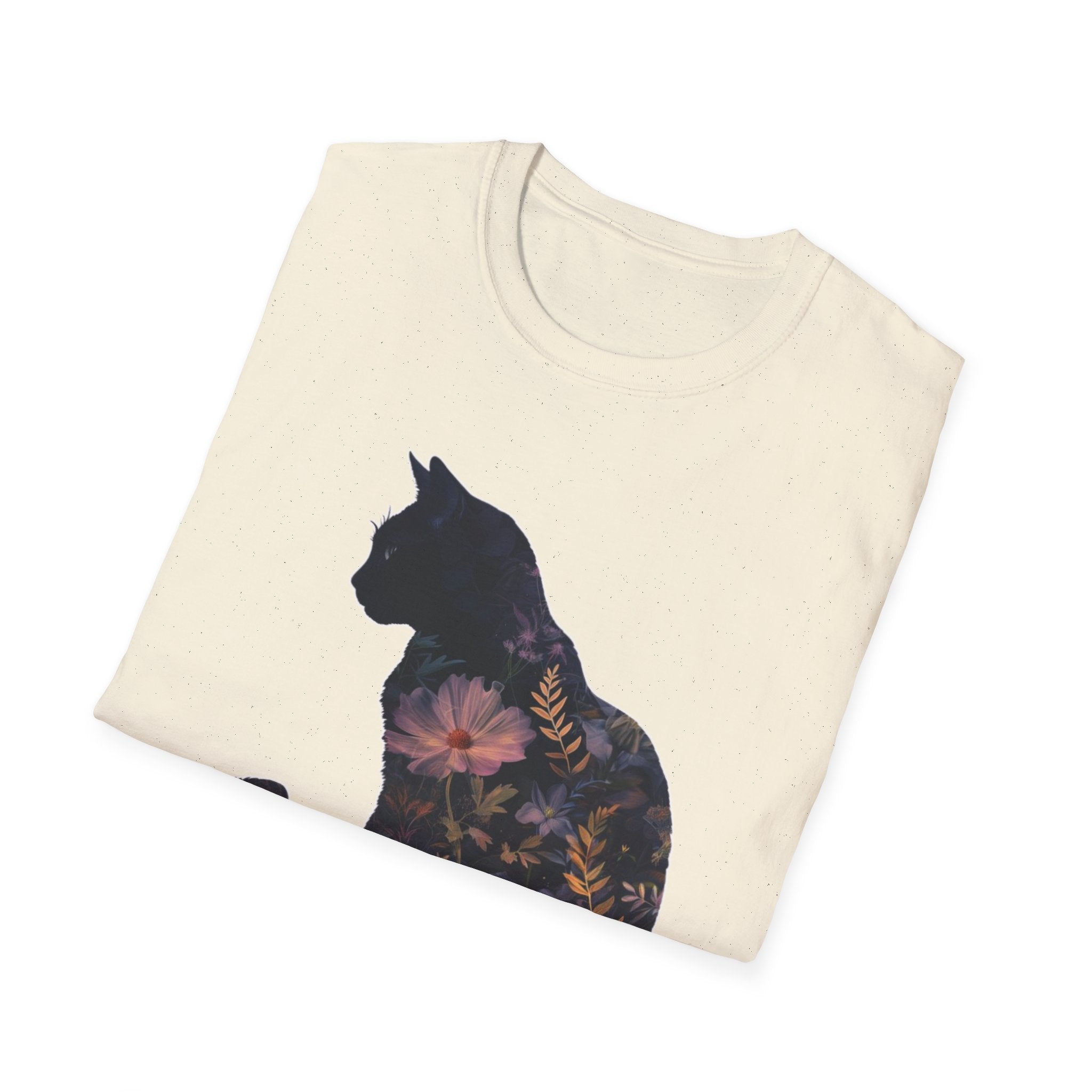 Floral Cat Silhouette T-Shirt