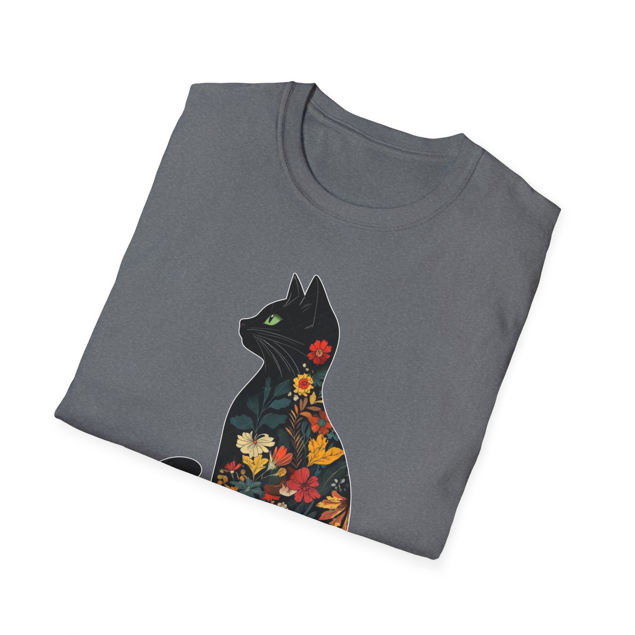 Floral Cat Silhouette T-Shirt