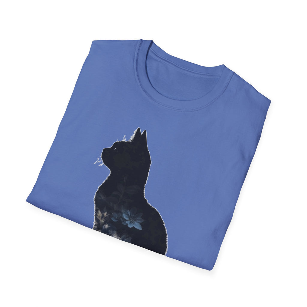 Galaxy Cat T-Shirt — Night Sky Silhouette Tee for Cat Lovers
