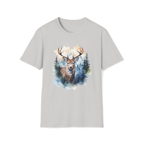 Deer Forest Watercolor T-Shirt — Majestic Stag Woodland Graphic Tee