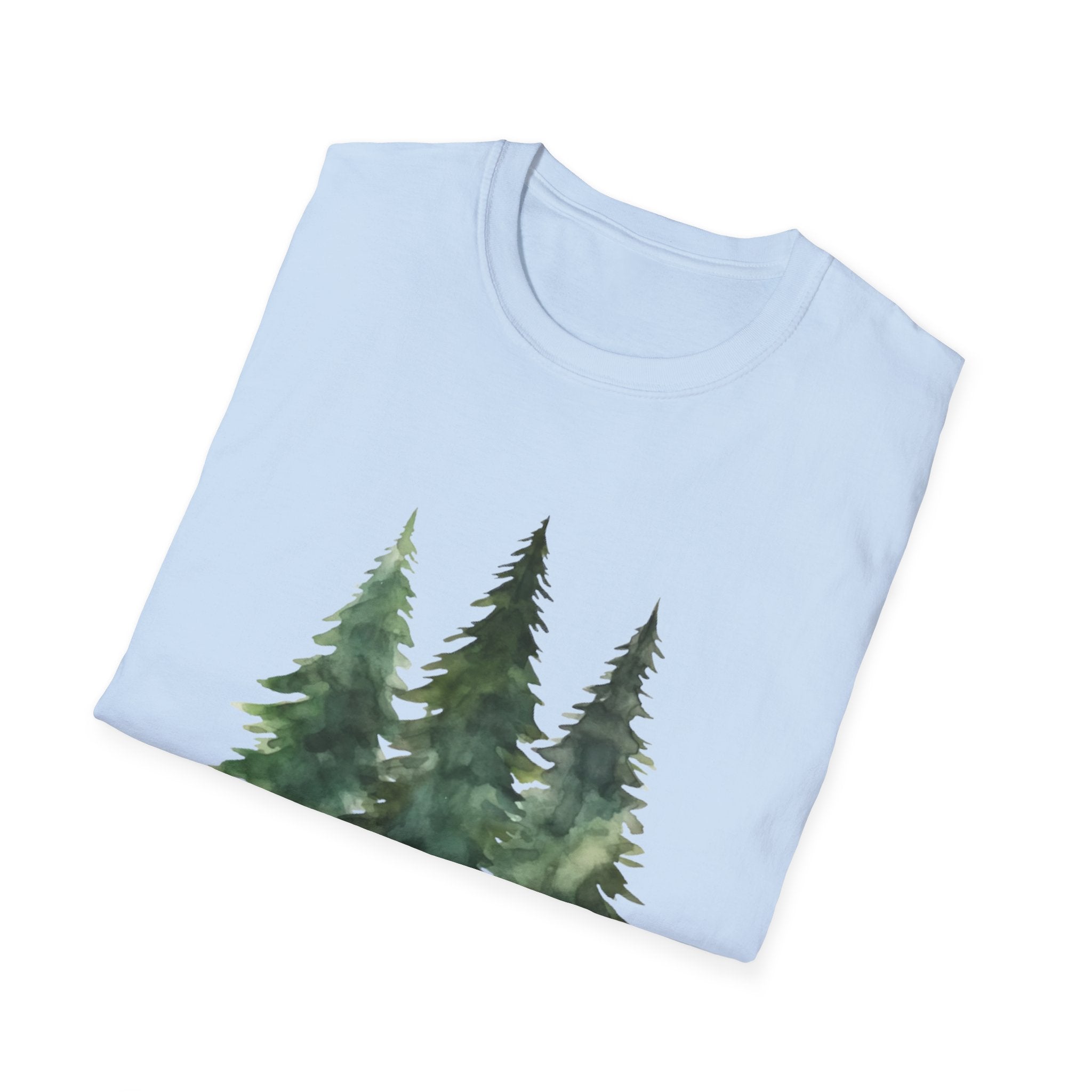 Pine Forest Tee — Watercolor Evergreen Tree T-Shirt