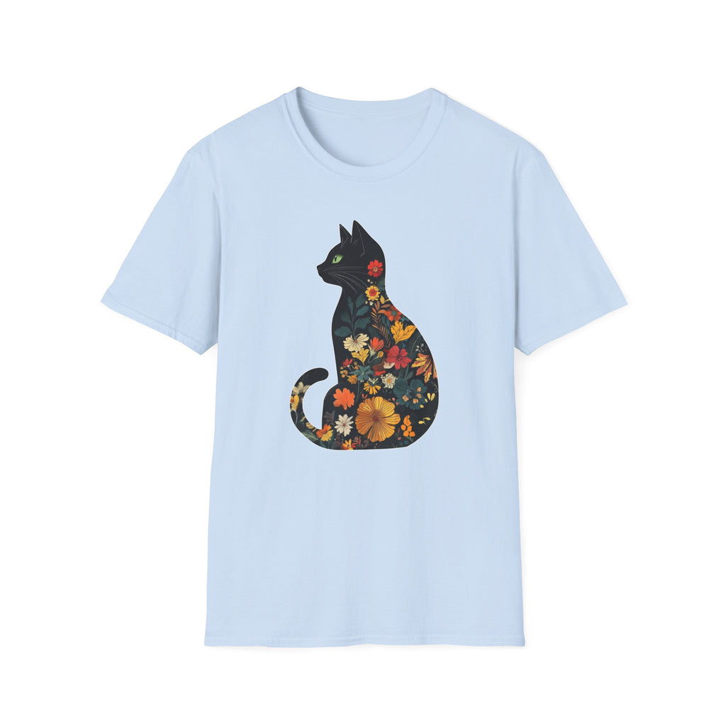 Floral Cat Silhouette T-Shirt