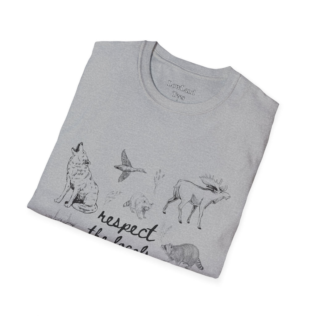 Respect the Locals T-Shirt — Wildlife Sketch Nature Tee