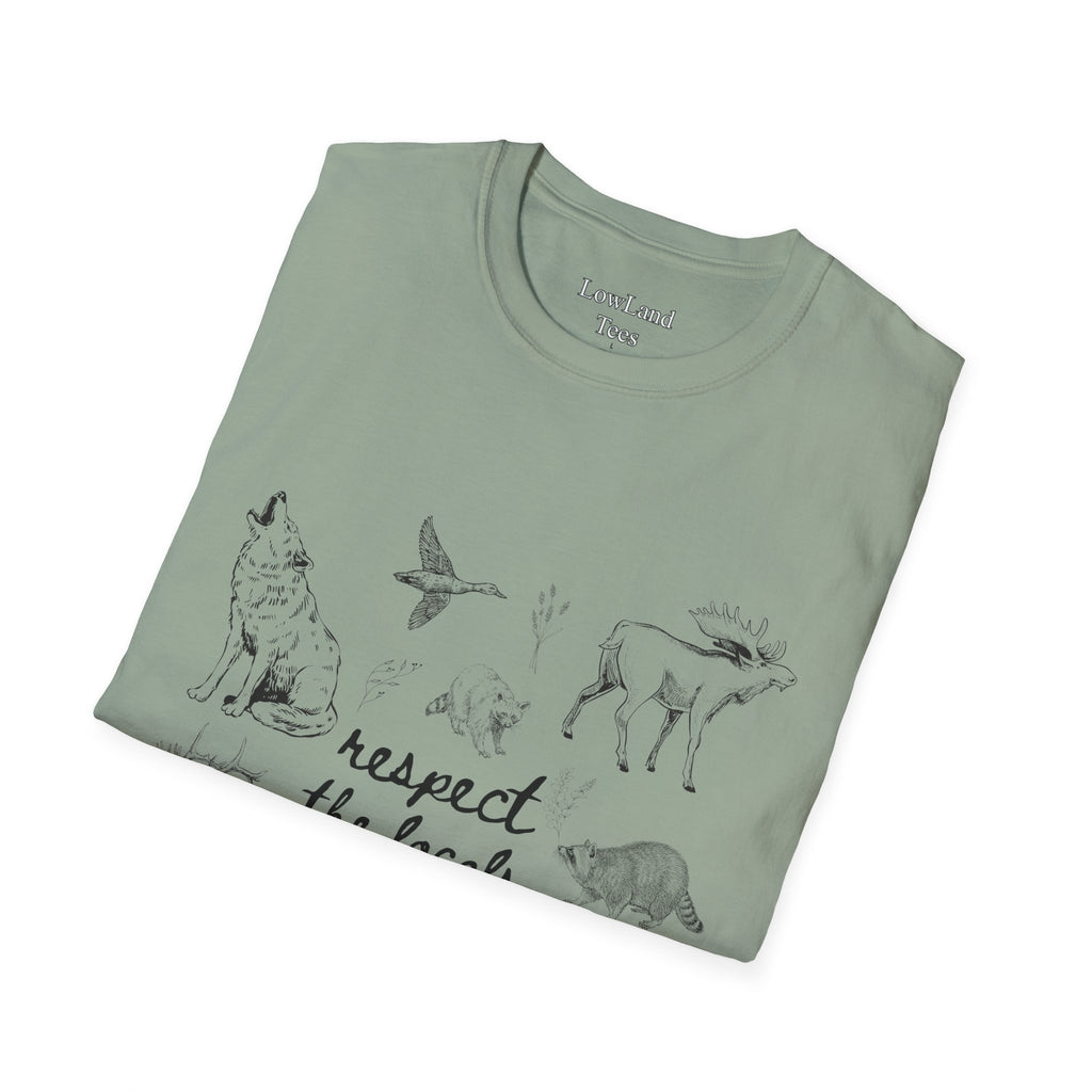 Respect the Locals T-Shirt — Wildlife Sketch Nature Tee