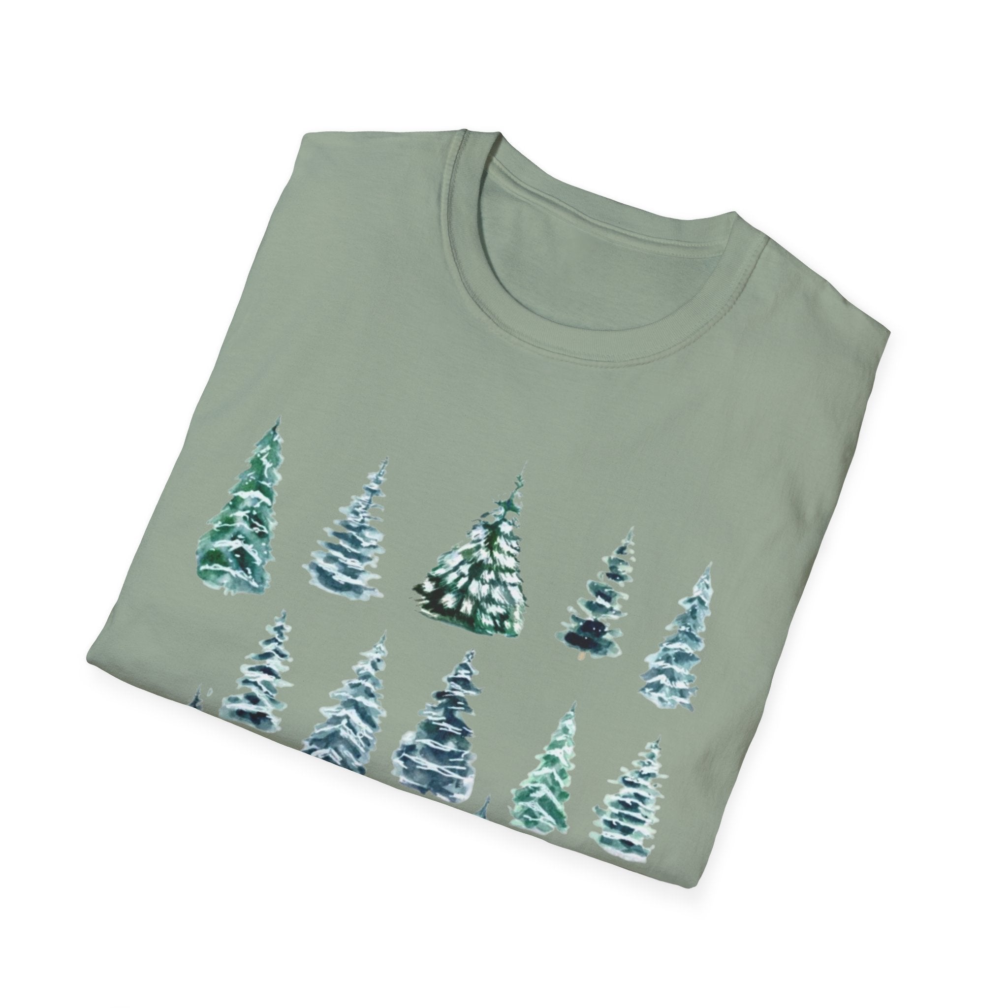 Pine Tree Watercolor T-Shirt — Minimal Holiday Trees Tee