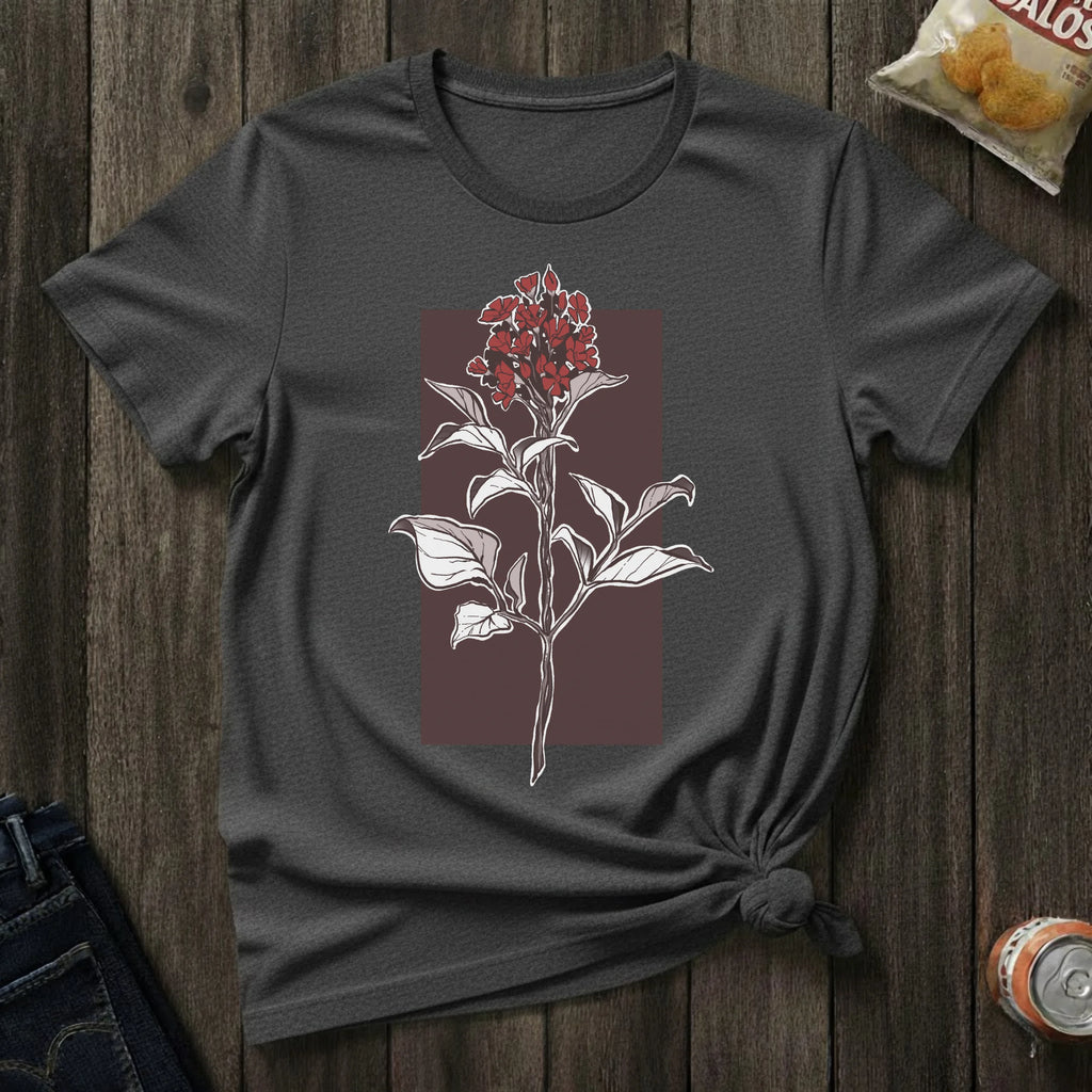 Botanical Floral T‑Shirt — Vintage Red Canna Lily Graphic