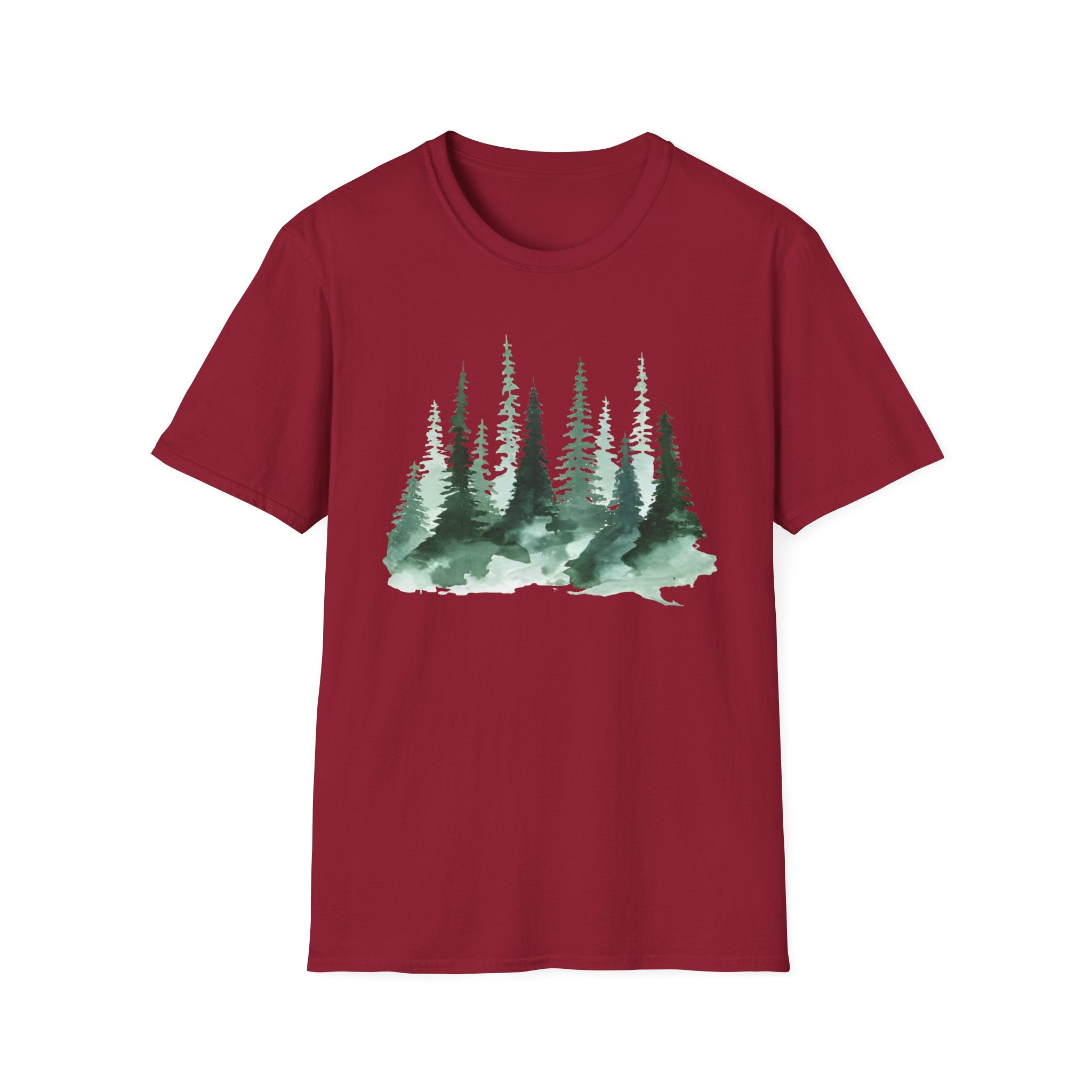 Forest Watercolor T-Shirt — Green Pine Tree Nature Tee
