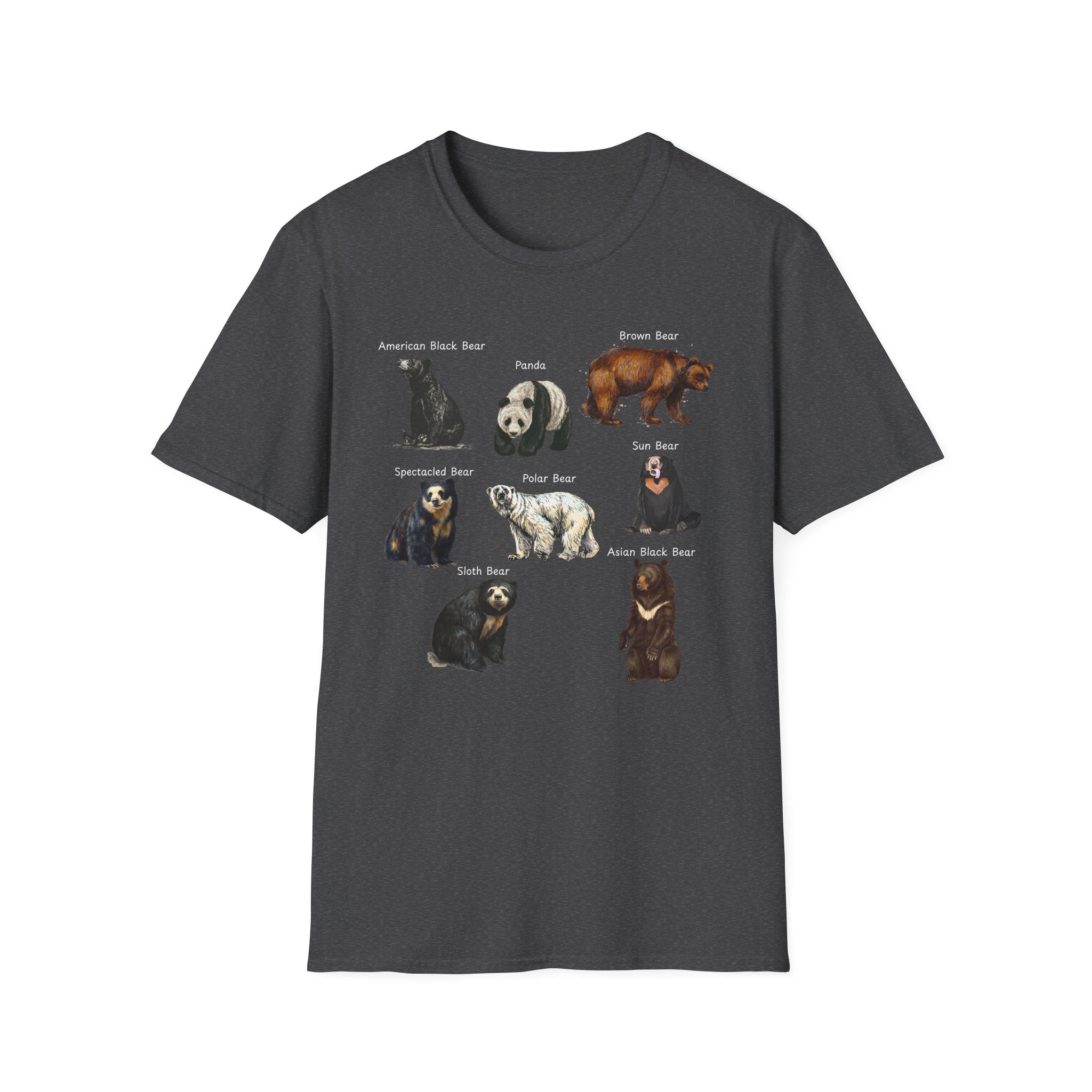 Bear Species Graphic T-Shirt — Vintage Illustrated Bear Types Tee