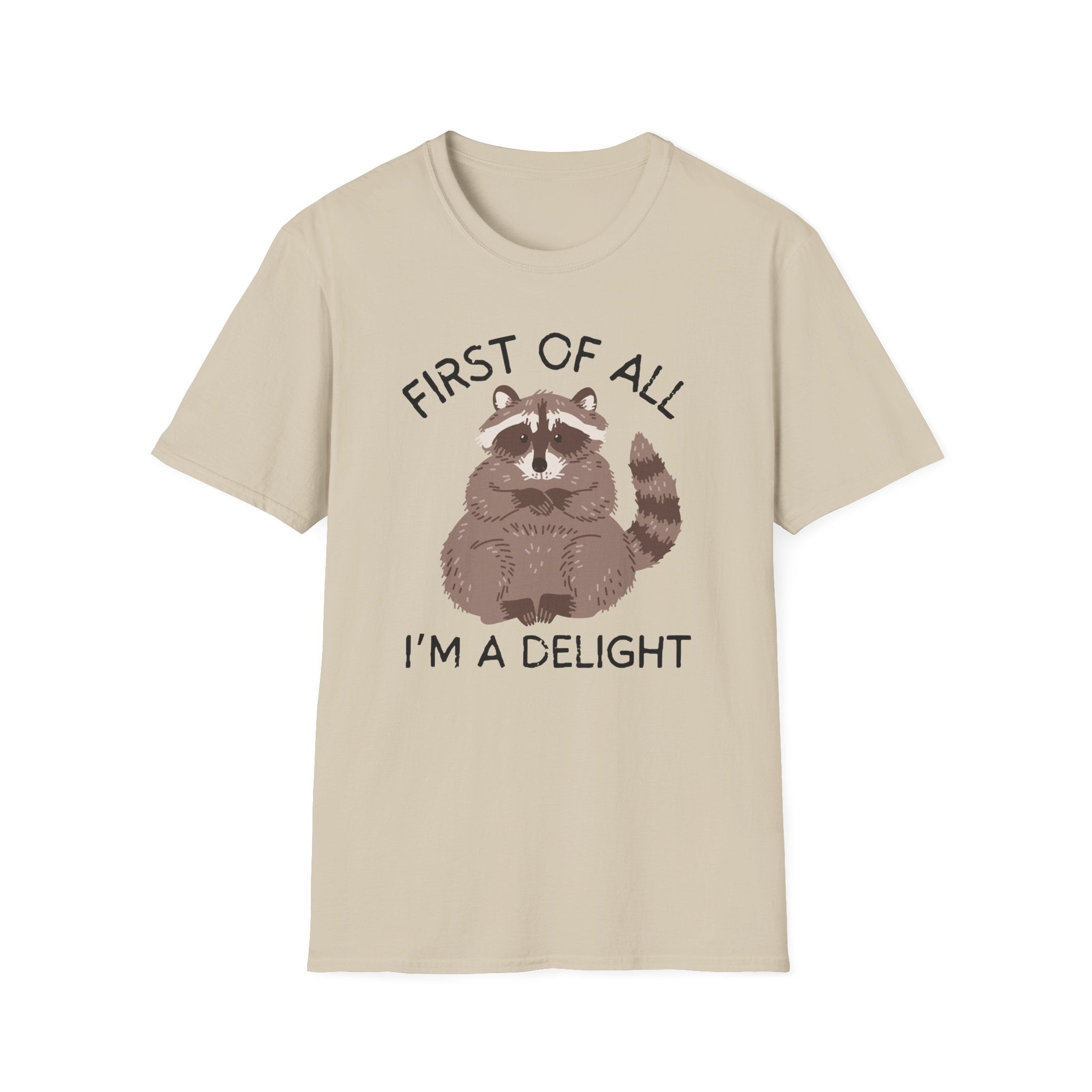Raccoon 'First of All I'm a Delight' Cute Graphic T-Shirt
