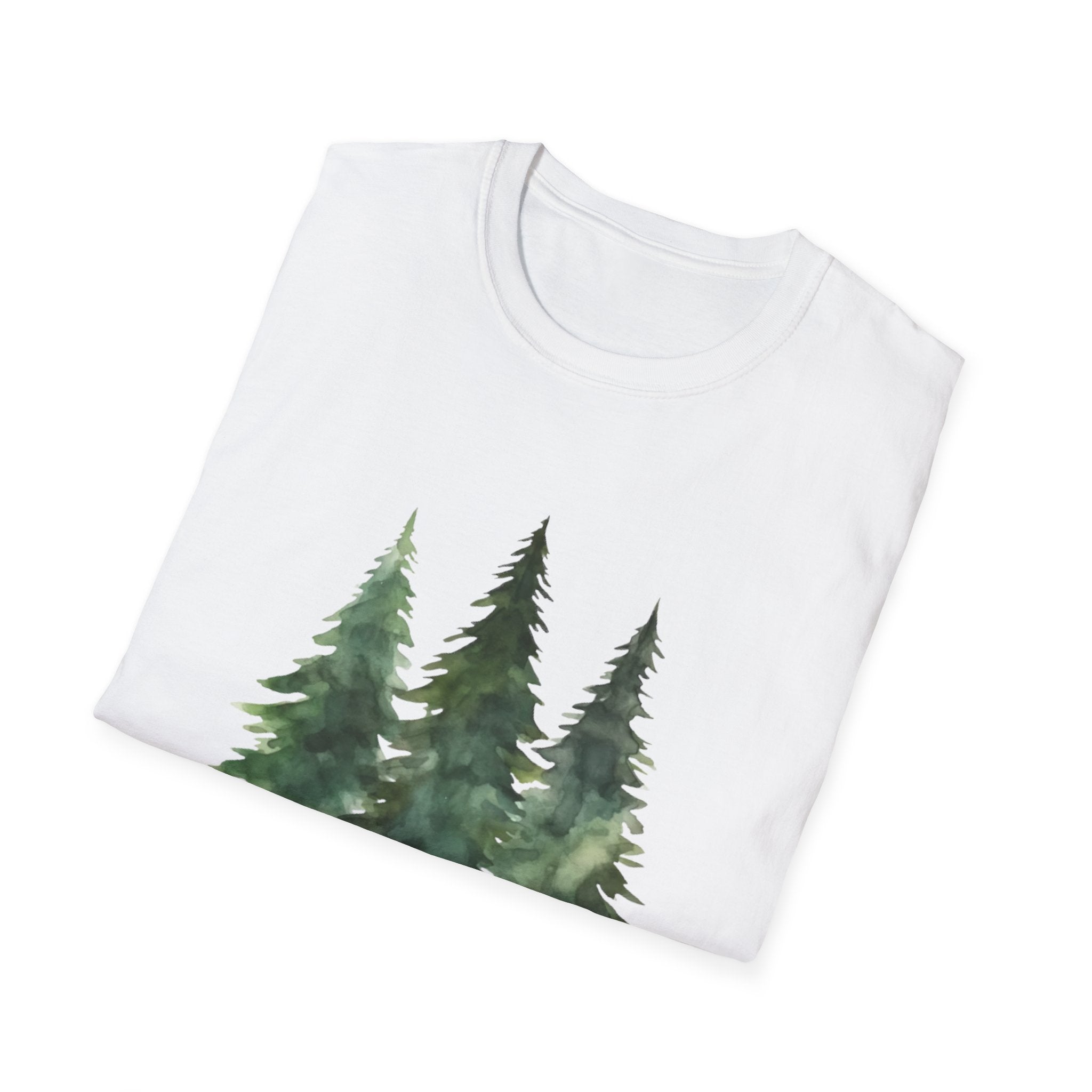 Pine Forest Tee — Watercolor Evergreen Tree T-Shirt
