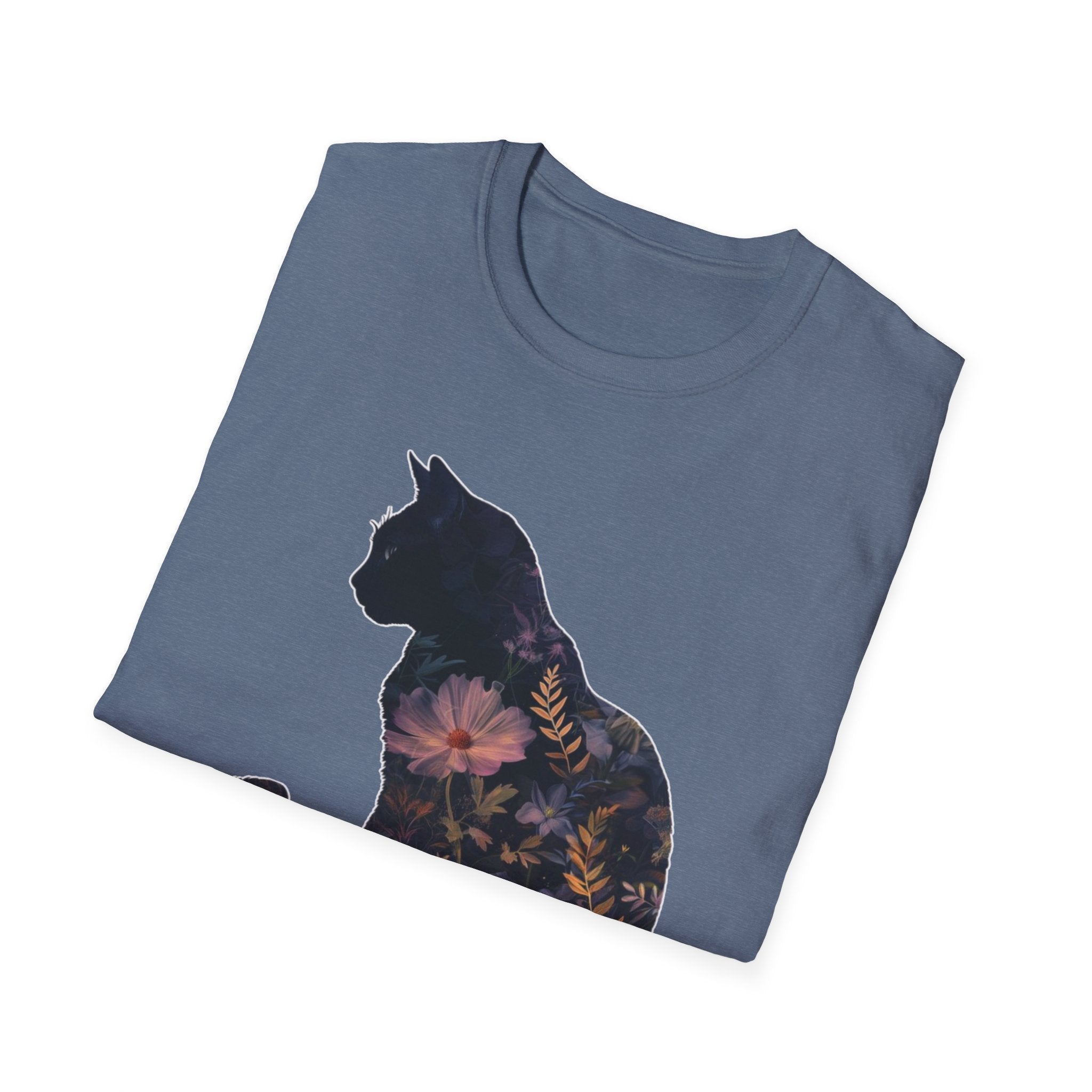 Floral Cat Silhouette T-Shirt