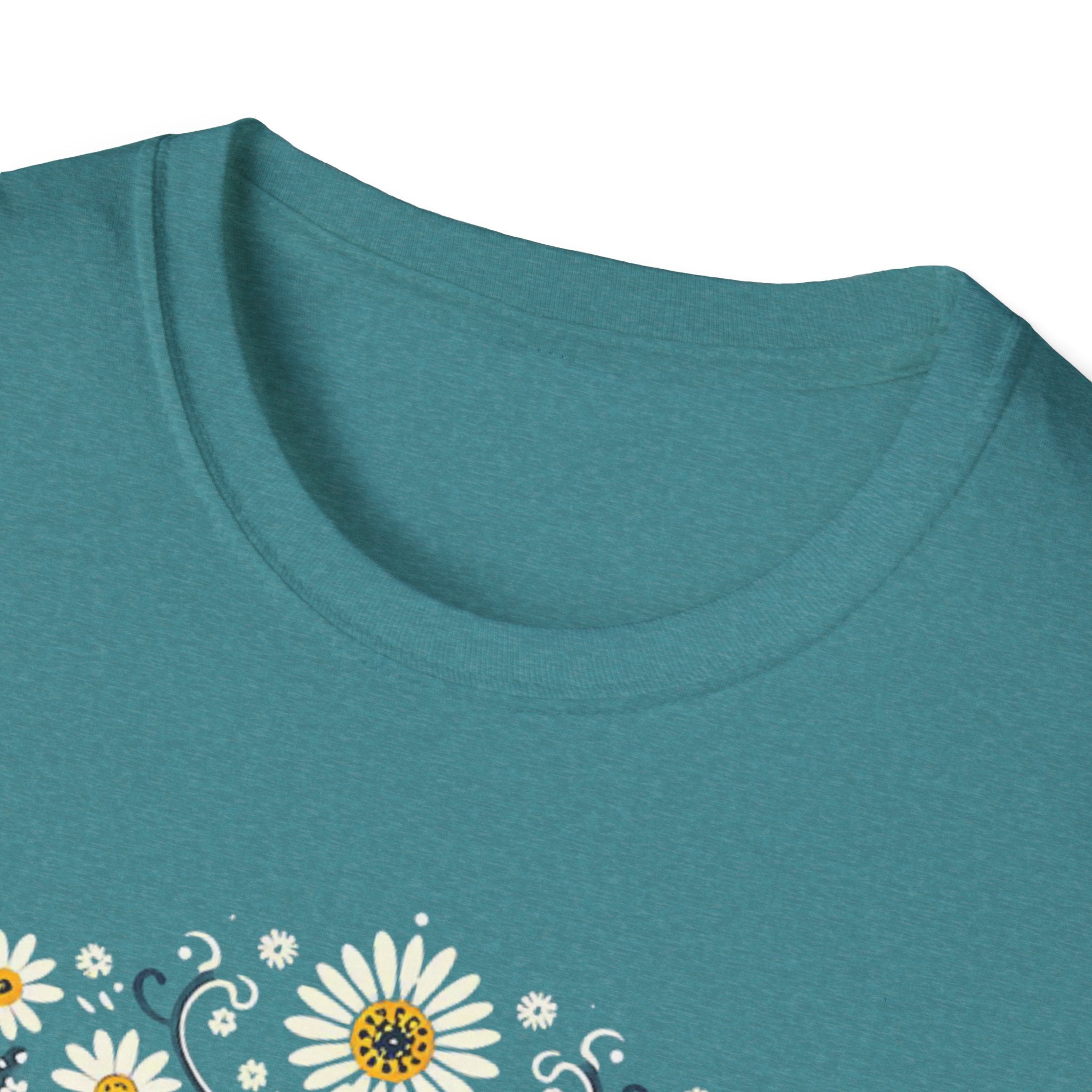Cat Floral T-Shirt — Folk Art Kitty with Daisies
