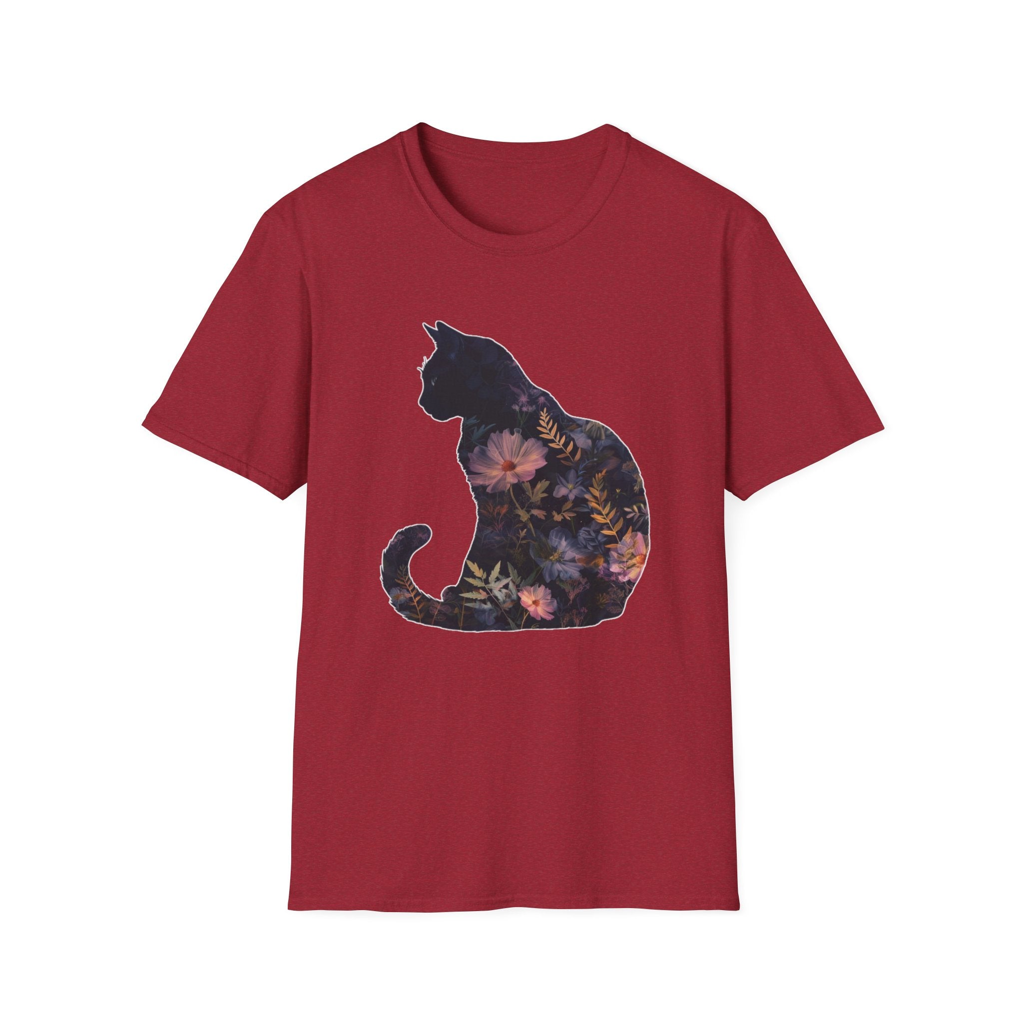 Floral Cat Silhouette T-Shirt