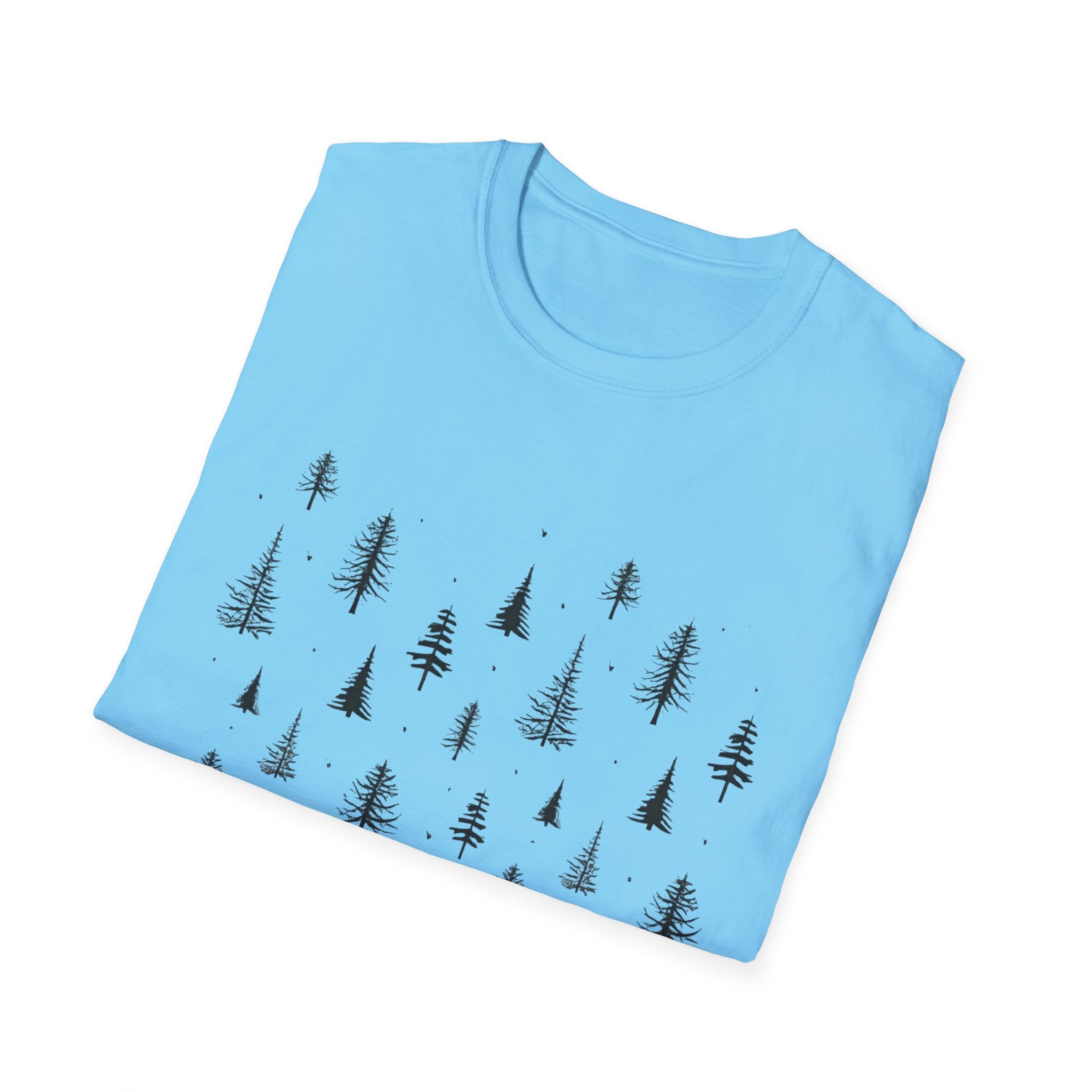 Pine Grove Minimalist Tee — Hand-Drawn Forest Trees T-Shirt