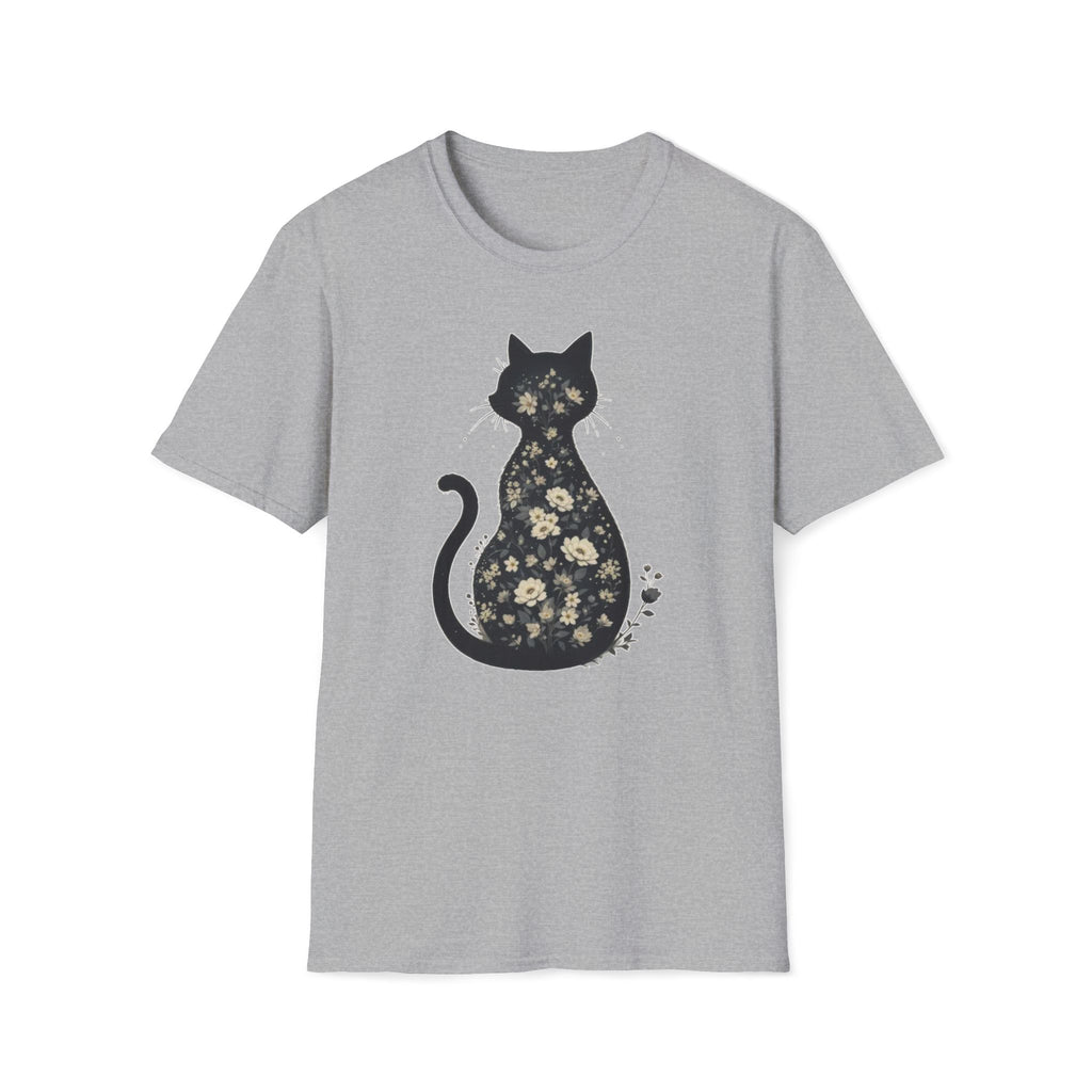 Floral Silhouette Cat T-Shirt