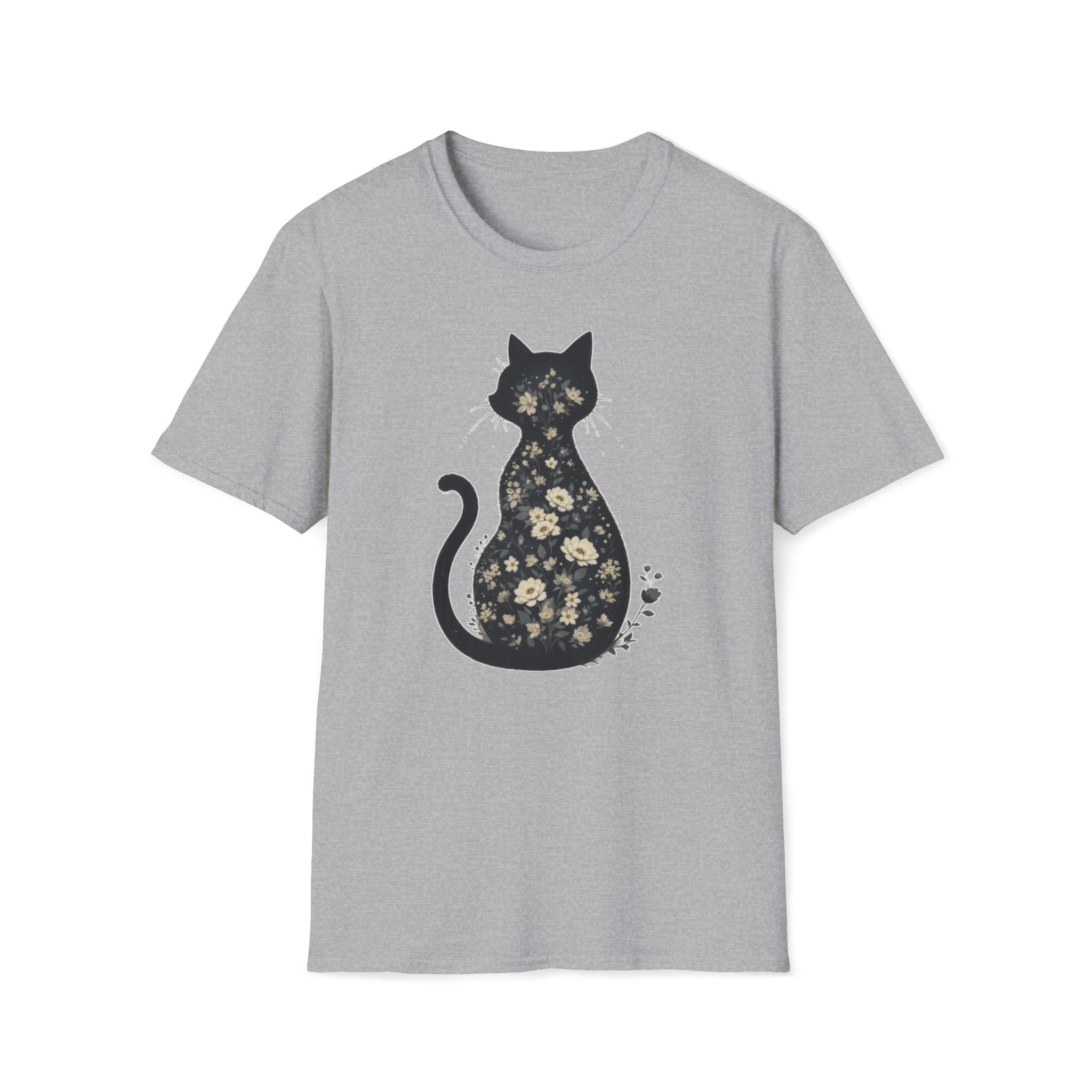 Floral Silhouette Cat T-Shirt