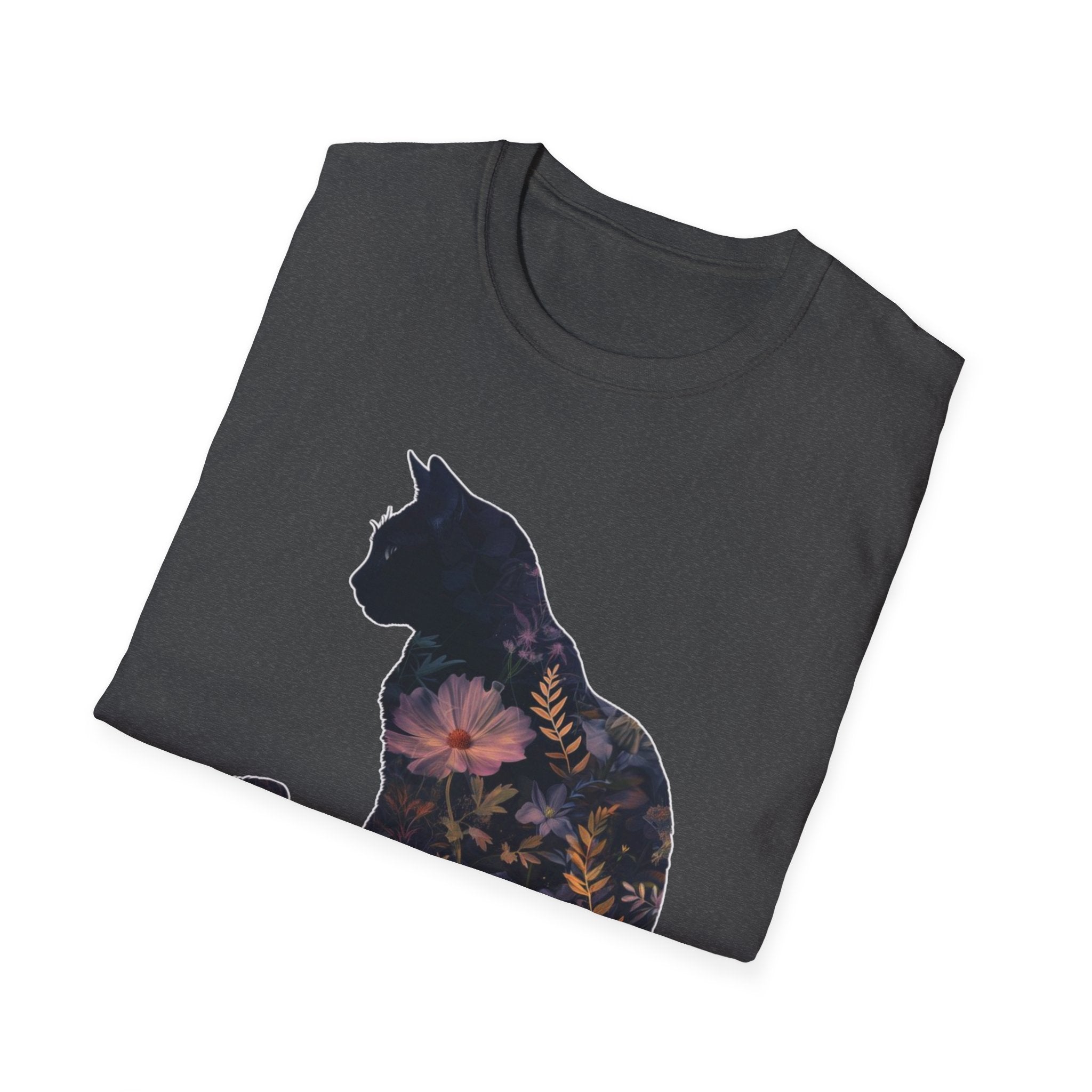 Floral Cat Silhouette T-Shirt