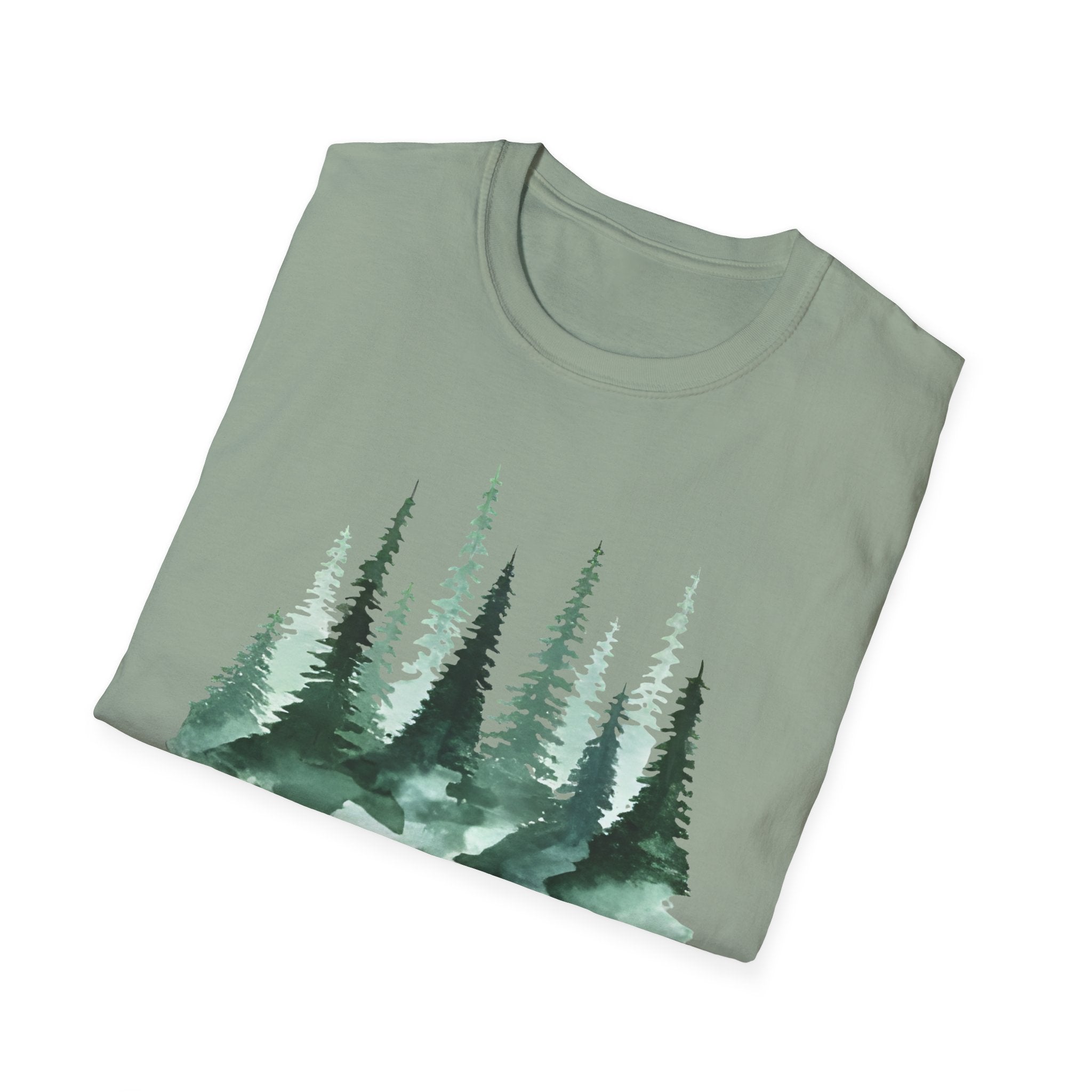 Forest Watercolor T-Shirt — Green Pine Tree Nature Tee