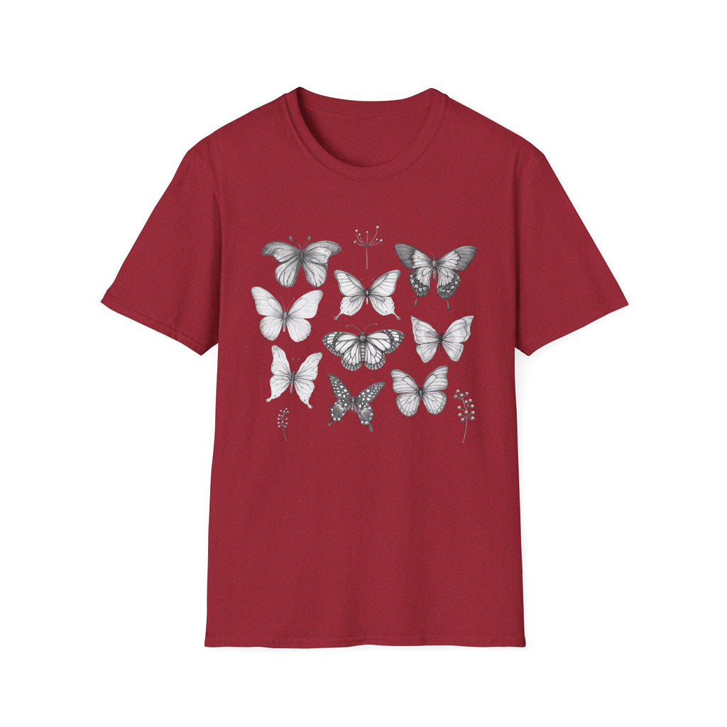 Butterfly Sketch Grid T-Shirt — Vintage Botanical Insect Tee