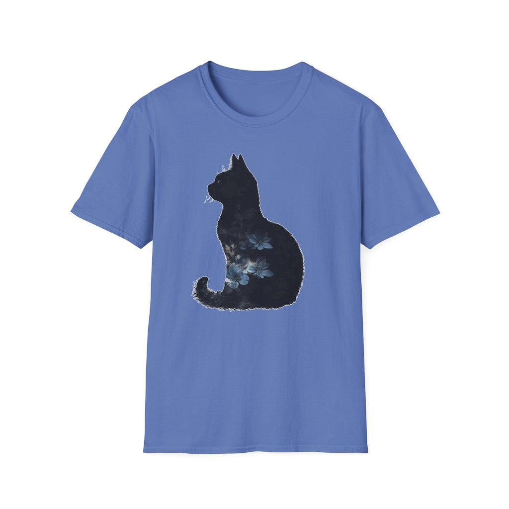 Galaxy Cat T-Shirt — Night Sky Silhouette Tee for Cat Lovers