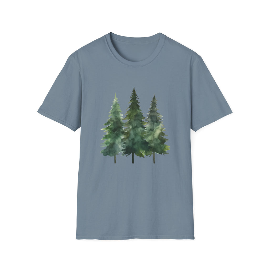Pine Forest Tee — Watercolor Evergreen Tree T-Shirt