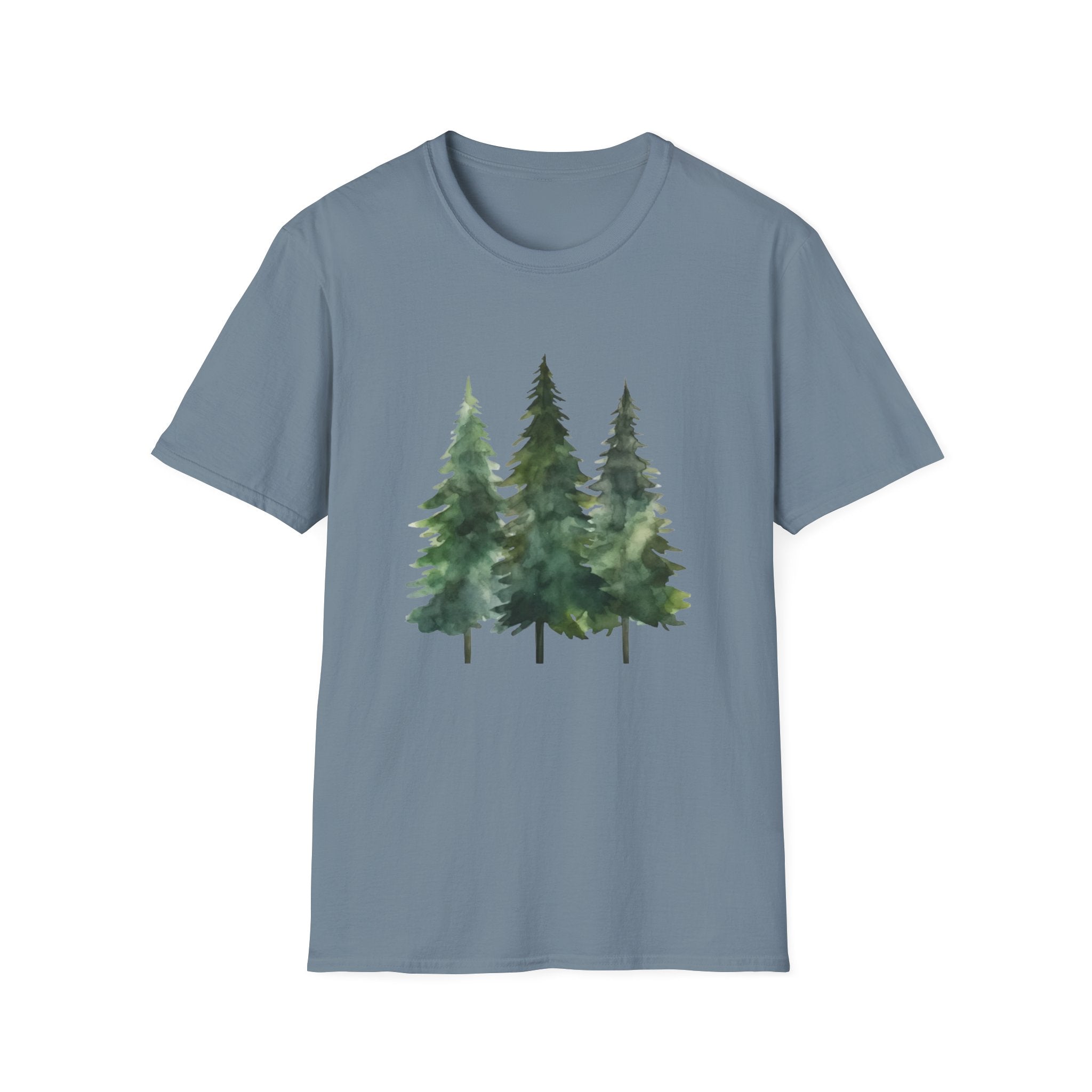Pine Forest Tee — Watercolor Evergreen Tree T-Shirt